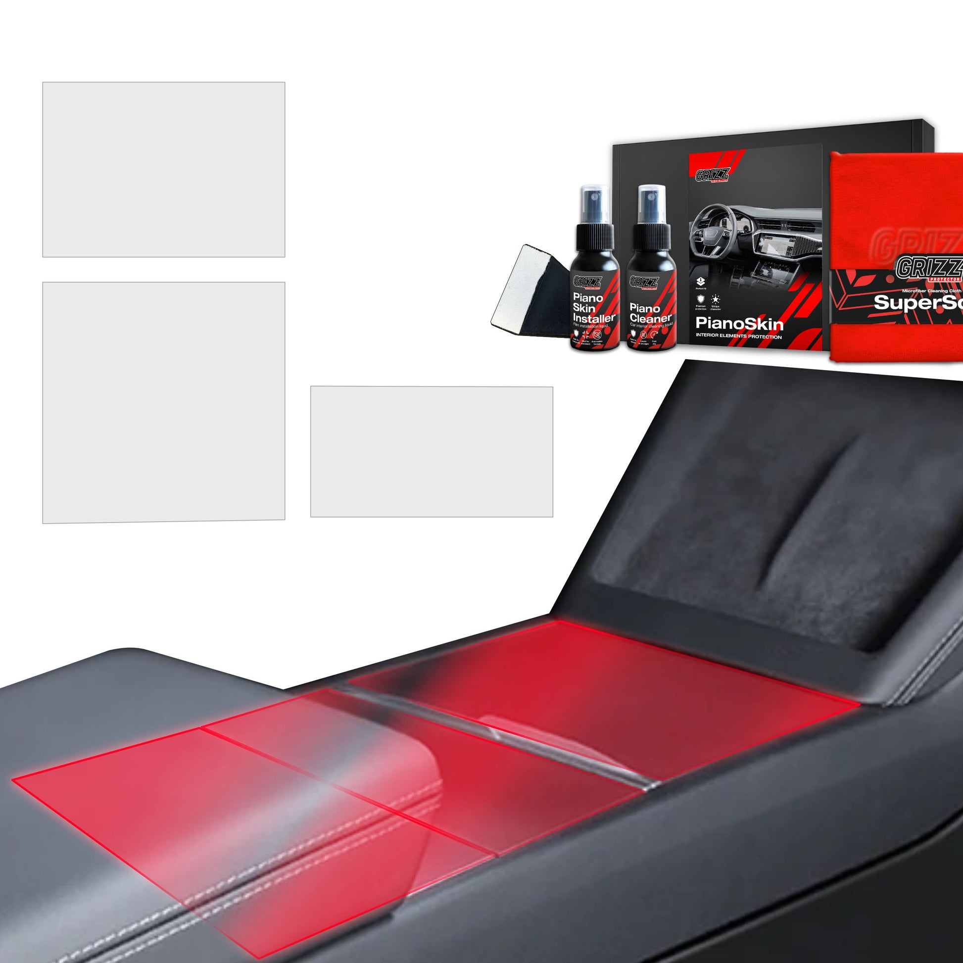 3in1 Grizz apsauginė vidinė plėvelė Tesla Model 3 Highland (2024-2025) Apsauga nuo pirštų atspaudų PianoSkin
