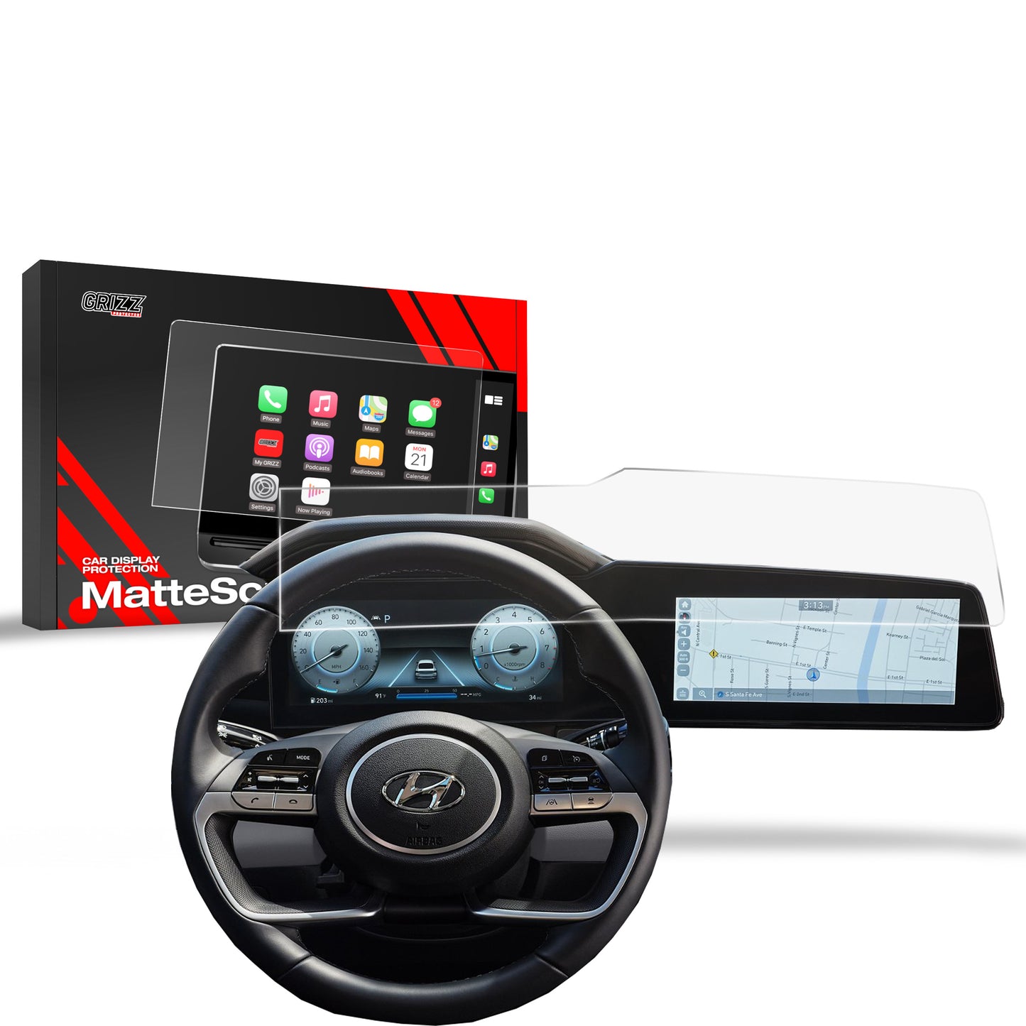 Anti-fingerprint screen film Hyundai Elantra 10,25" (2020-2025) Matte Grizz