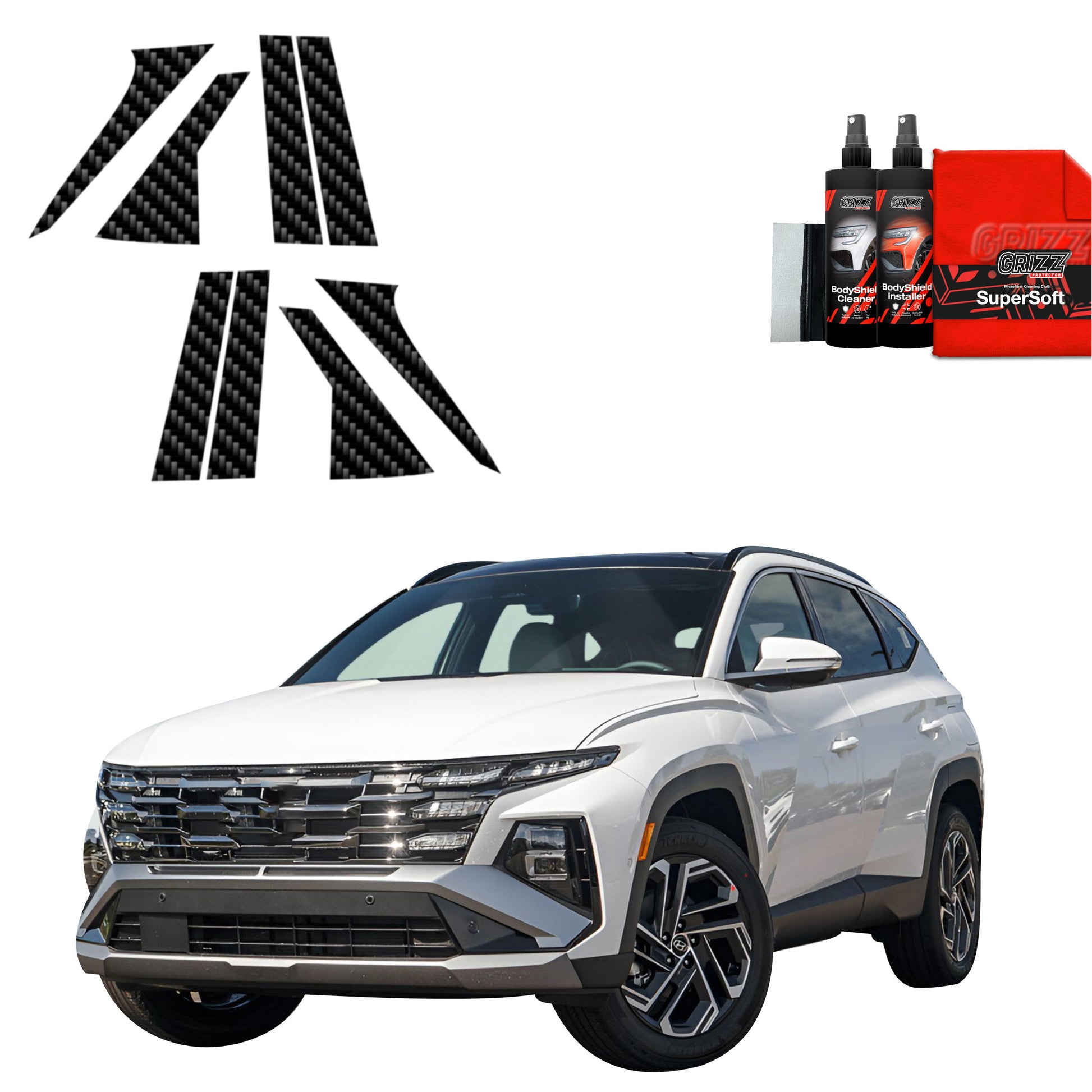 8in1 Anglies pluošto plėvelė statramsčiams Hyundai Tucson Facelift (2024-2025)