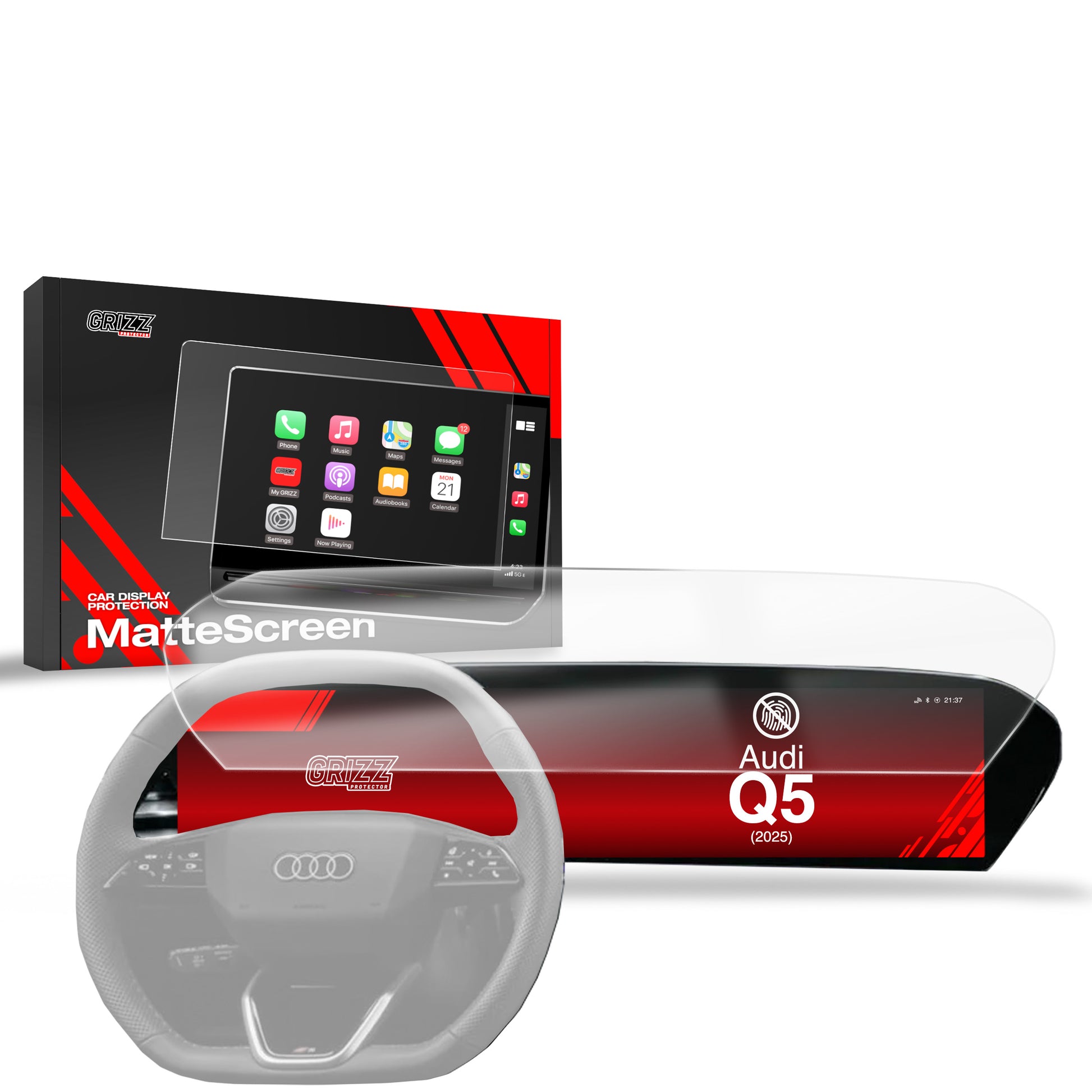 Anti-fingerprint screen protector for Audi Q5 14.5" (2025) Matte Grizz