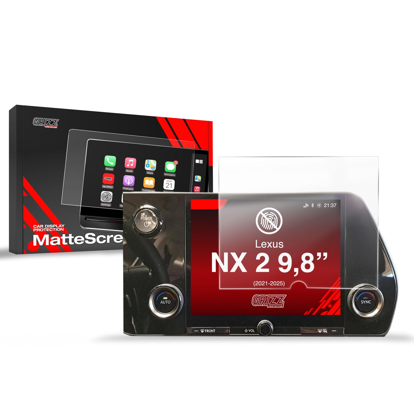 Anti-fingerprint screen film Lexus NX 2 9,8" (2021-2025) Matte Grizz