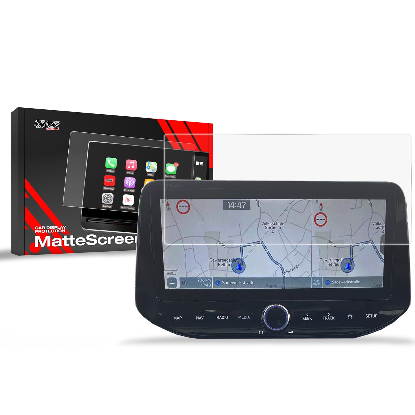 Anti-fingerprint screen film Hyundai i30 10,25" (2020-2024) Matte Grizz