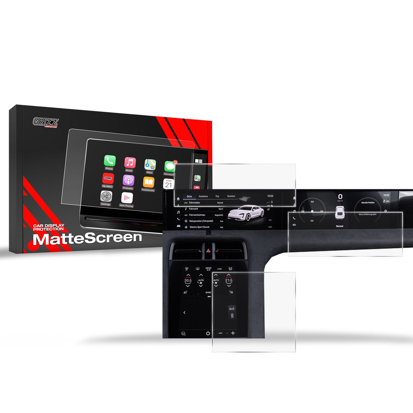 Anti-fingerprint screen film Porsche Taycan (2019-2025) Matte Grizz 3in1