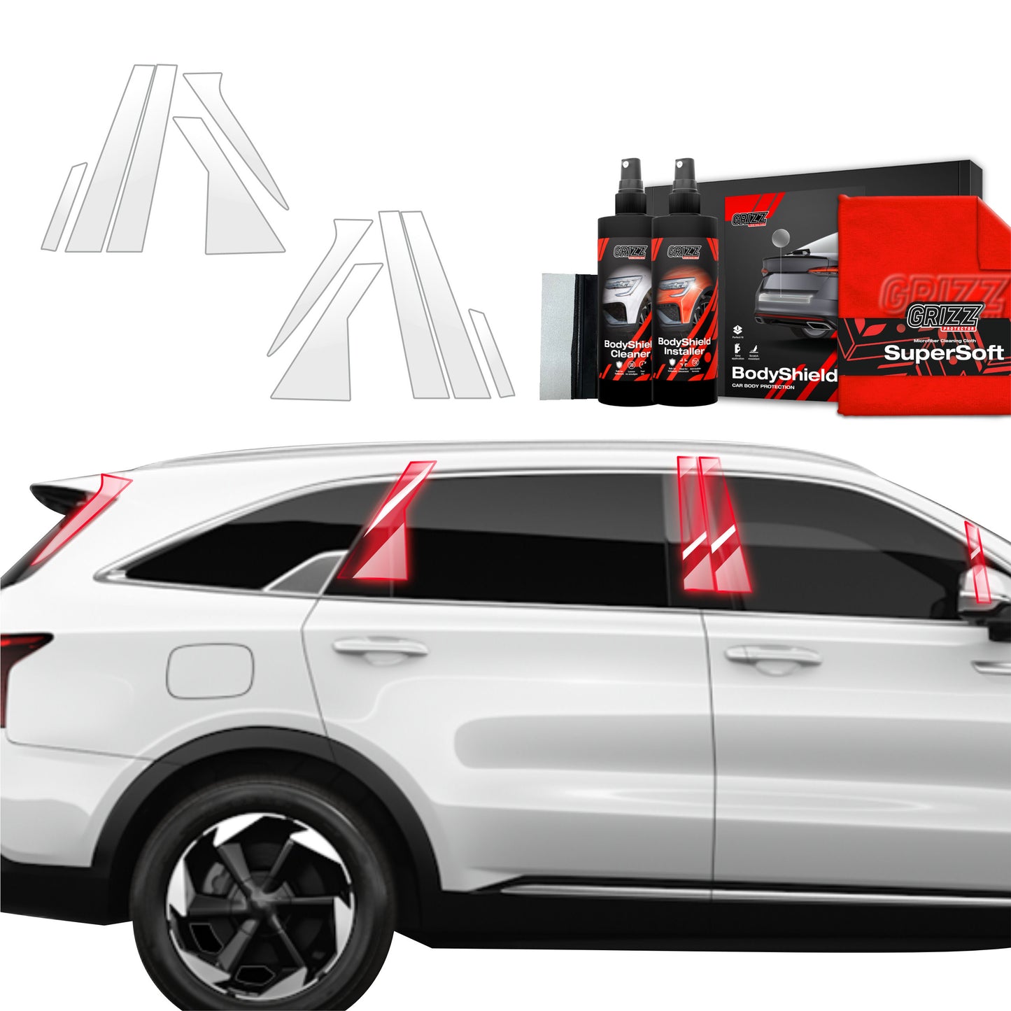 10in1 Protective film for pillars for Kia Sorento (2023-2025)