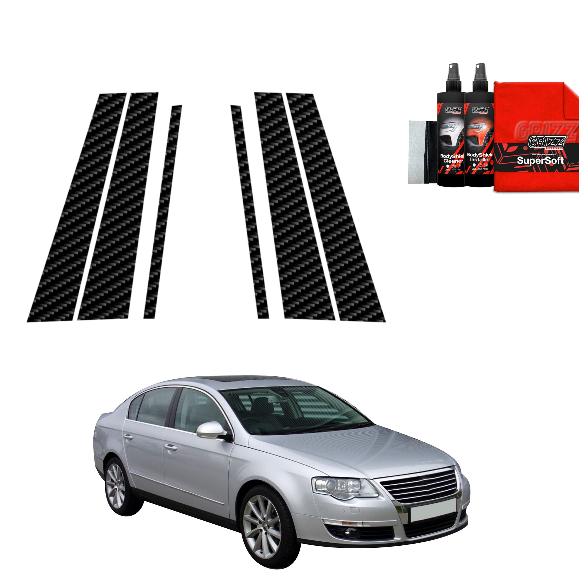 6in1 Anglies pluošto plėvelė statramsčiams Volkswagen Passat B6 Sedan (2005-2010)