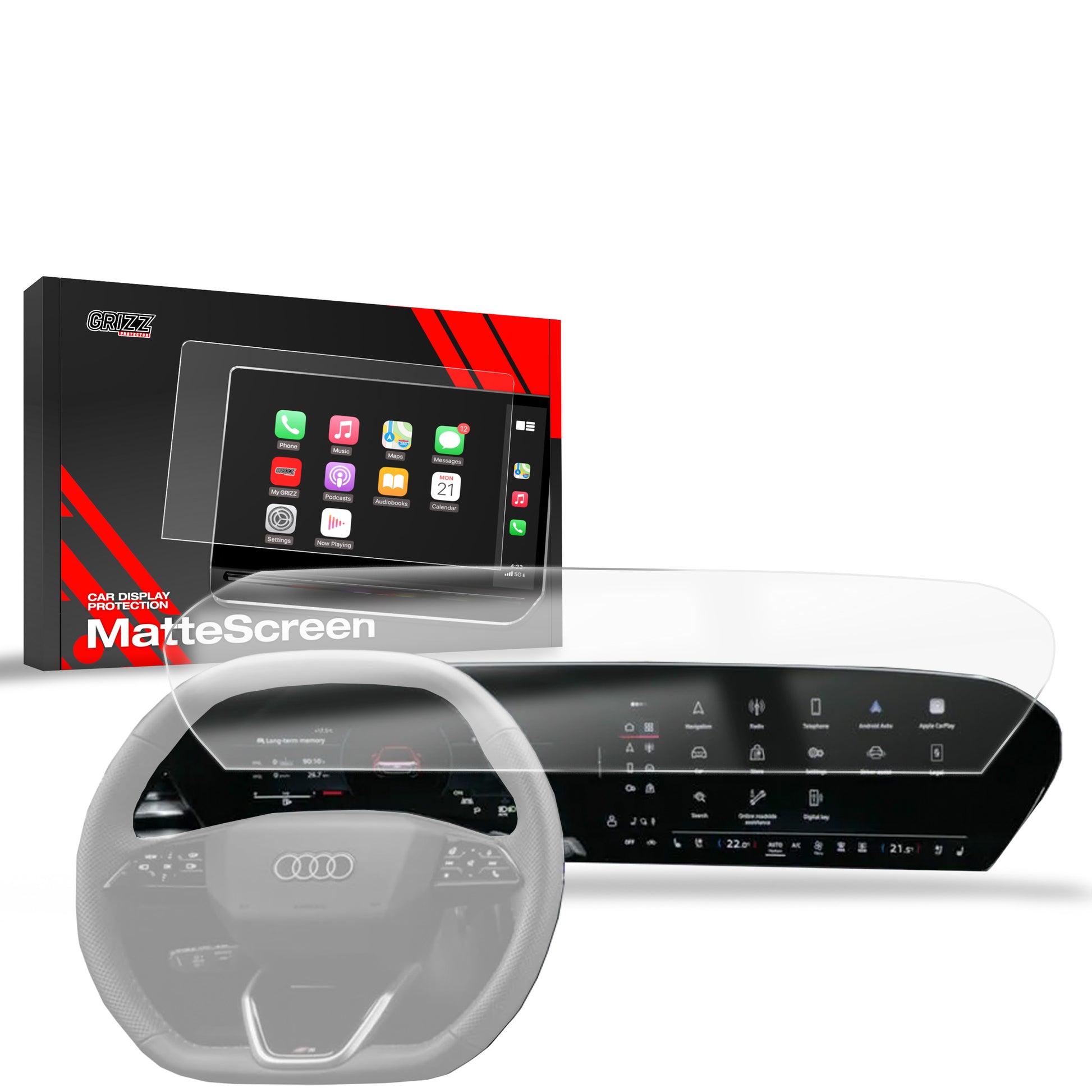 Anti-fingerprint screen protector for Audi Q5 14.5" (2025) Matte Grizz