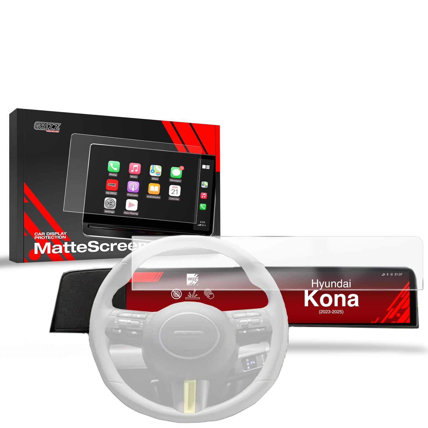 Anti-fingerprint screen film Hyundai Kona (2023-2025) Matte Grizz