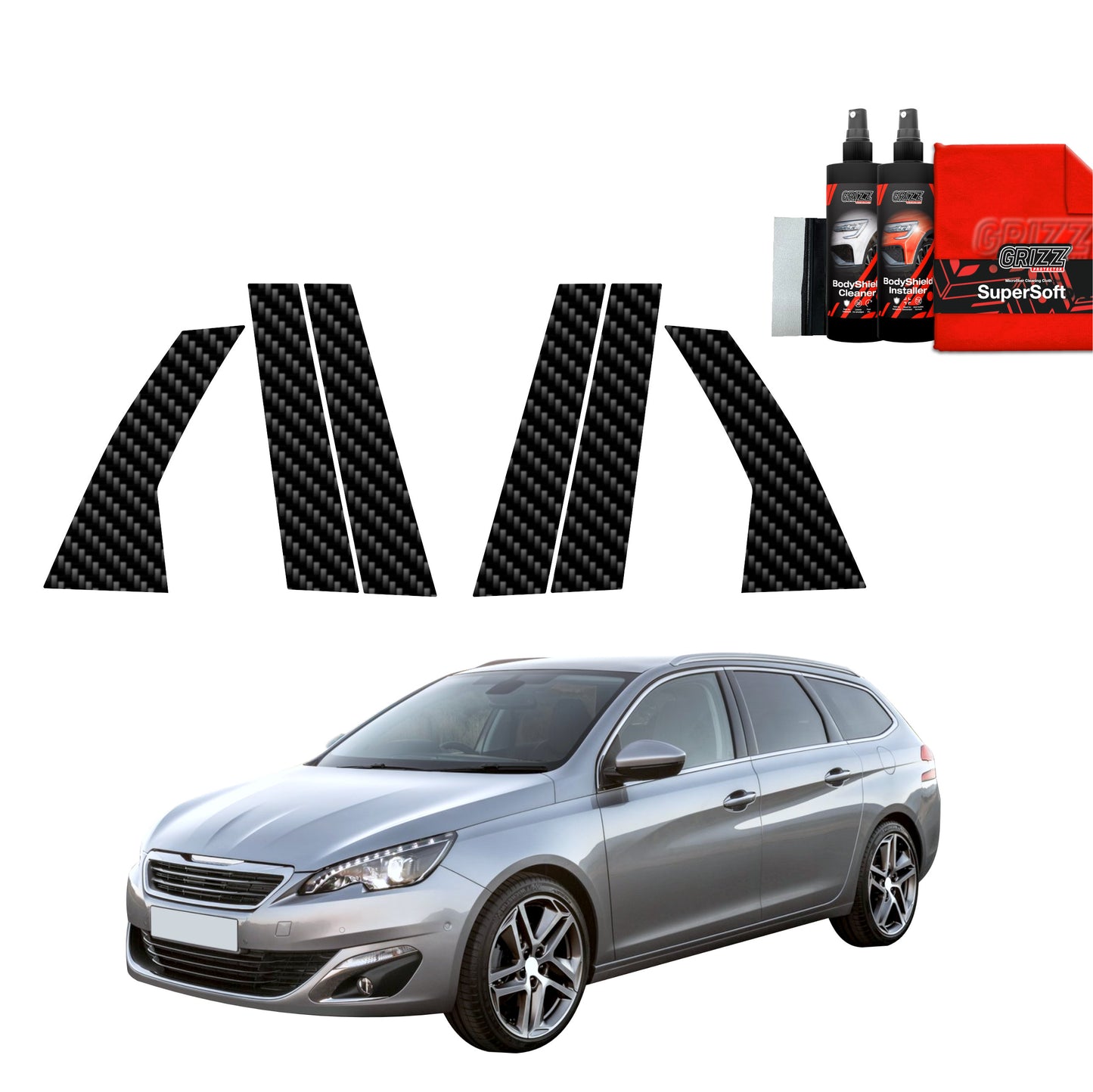 6in1 Carbon film for pillars for Peugeot 308 Kombi (2013-2021)