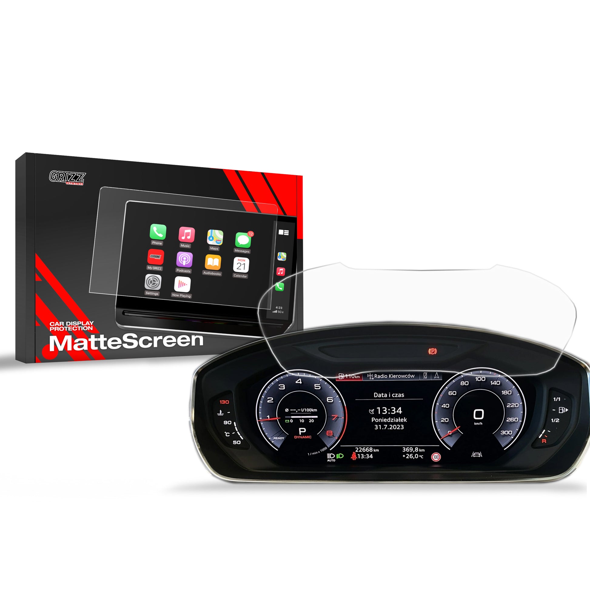 Ekrano plėvelė nuo pirštų atspaudų Audi Q3 Virtual Cockpit 10,25" (2020-2025) Matine Grizz