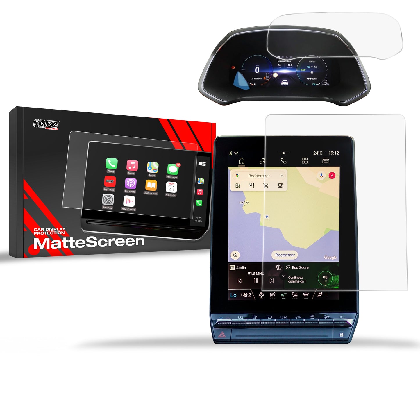 Anti-fingerprint screen film Renault Symbioz 10,4" (2024-2025) Matte Grizz 2in1