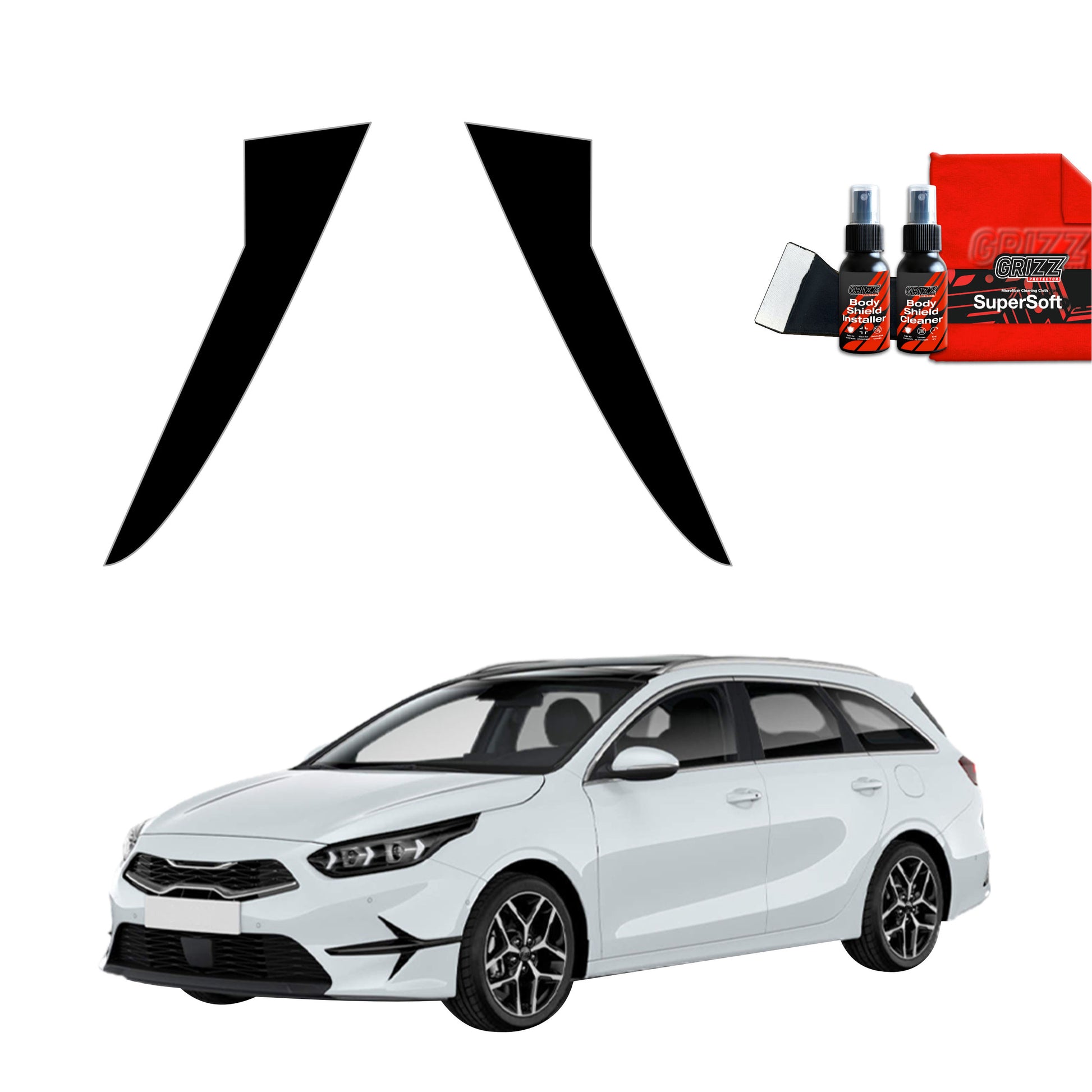 2in1 Juoda plėvelė statramsčiams Kia Ceed SW Kombi (2021-2025)