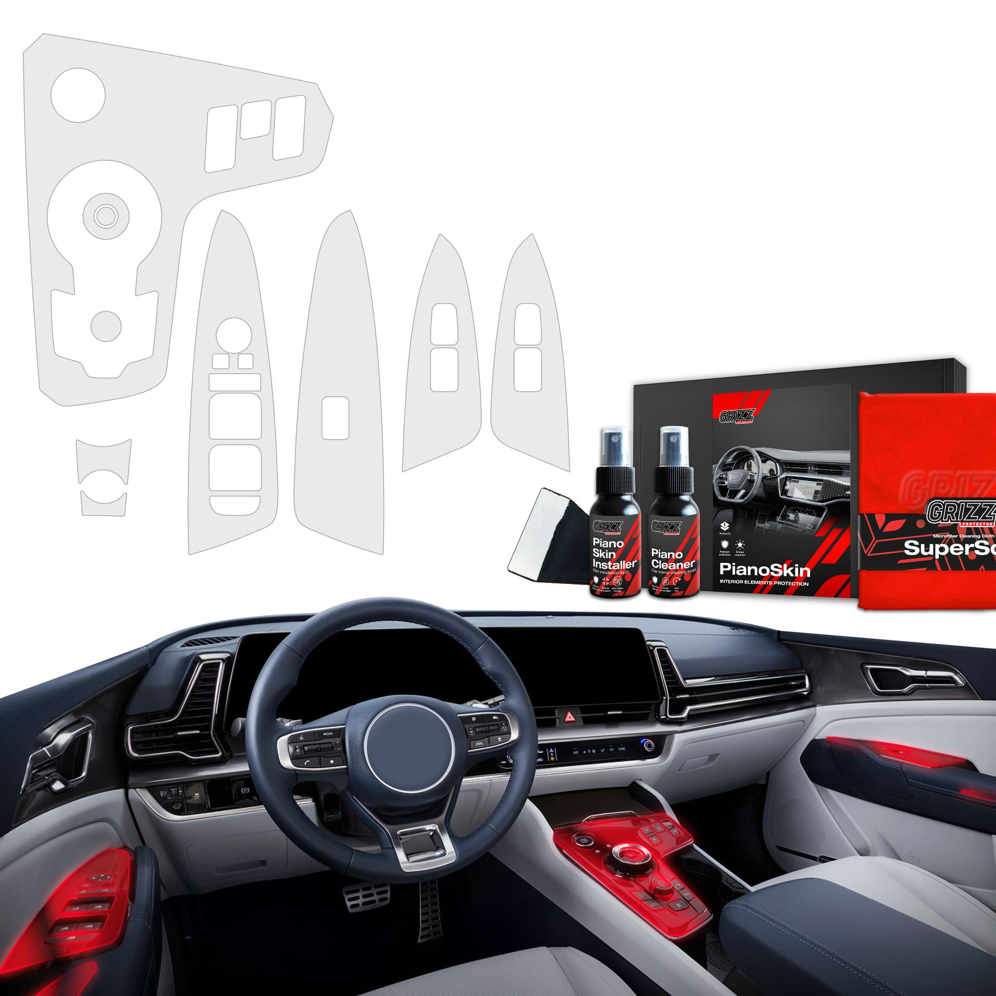 6in1 Grizz protective interior film Kia Sportage 5 Keyless (2021-2024) Anti-fingerprint PianoSkin