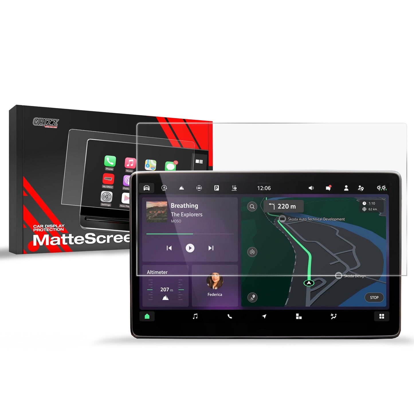Anti-fingerprint screen film Skoda Superb 4 13" (2024-2025) Matte Grizz