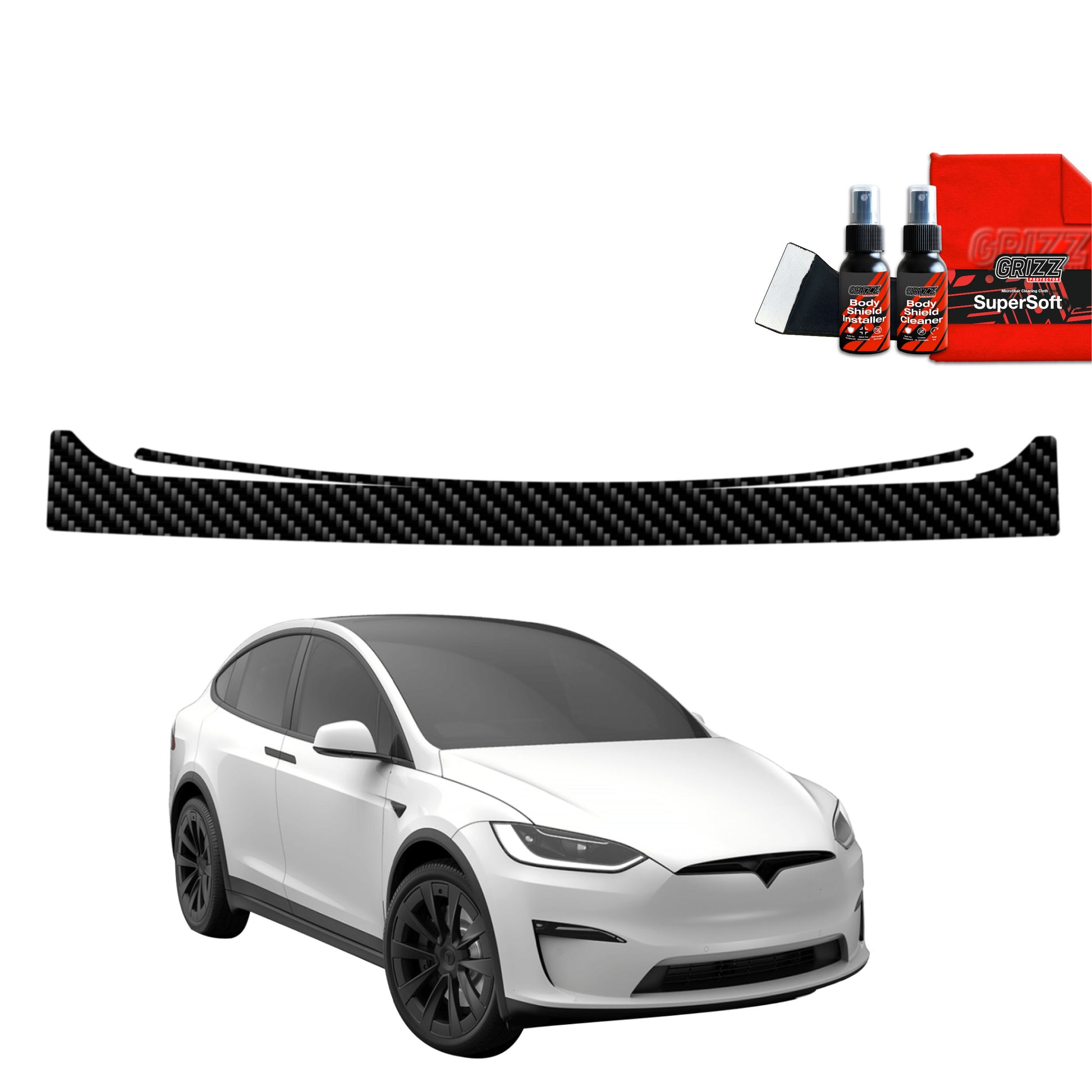 Anglies pluošto plėvelė bagažinės slenksčiui Tesla Model X (2021-2025)
