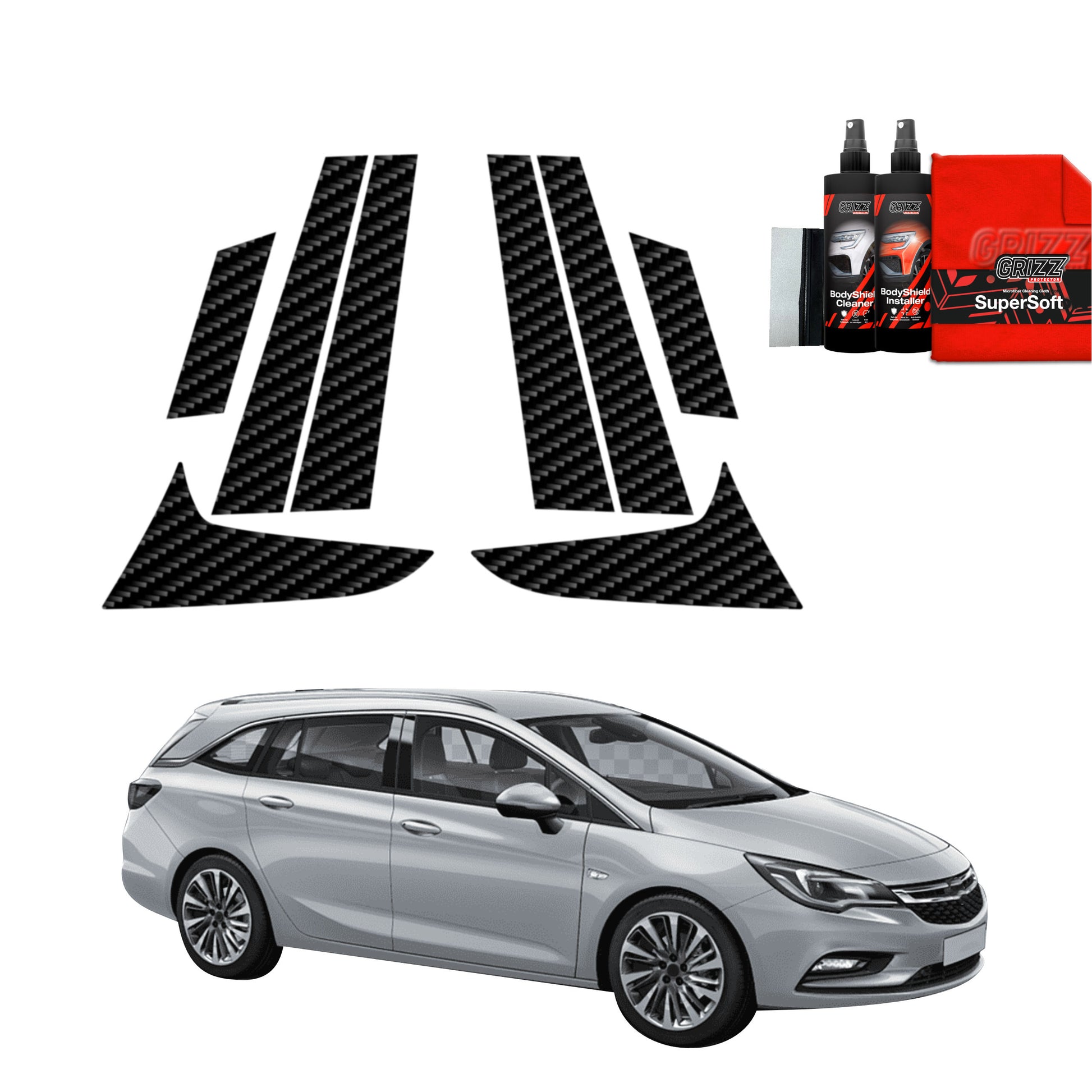 8in1 Anglies pluošto plėvelė statramsčiams Opel Astra J Kombi 5D (2012-2015)