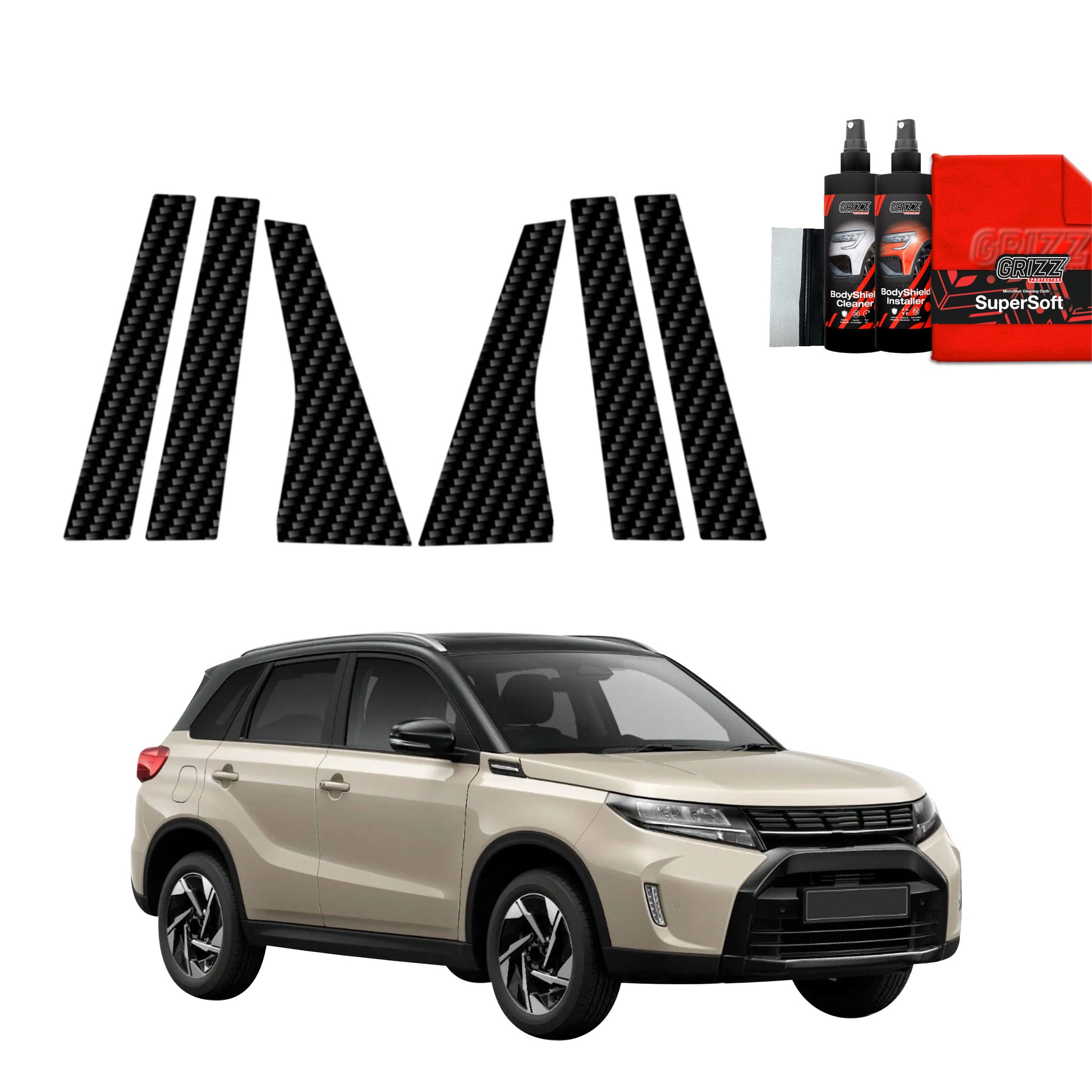 6in1 Anglies pluošto plėvelė statramsčiams Suzuki Vitara Facelift (2024-2025)