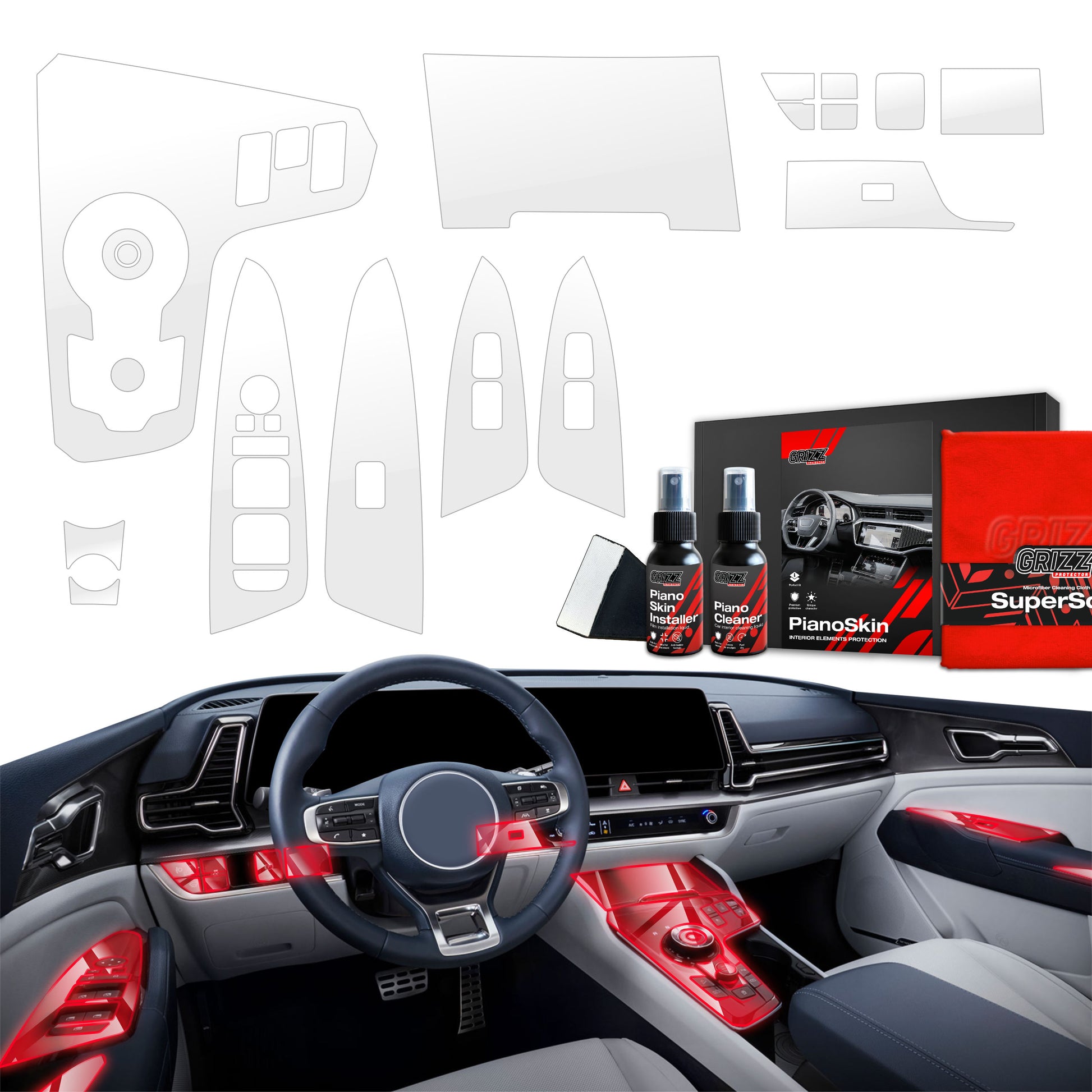 11in1 Grizz apsauginė vidinė plėvelė Kia Sportage 5 Hybrid (2021-2024) Skaidrus PianoSkin