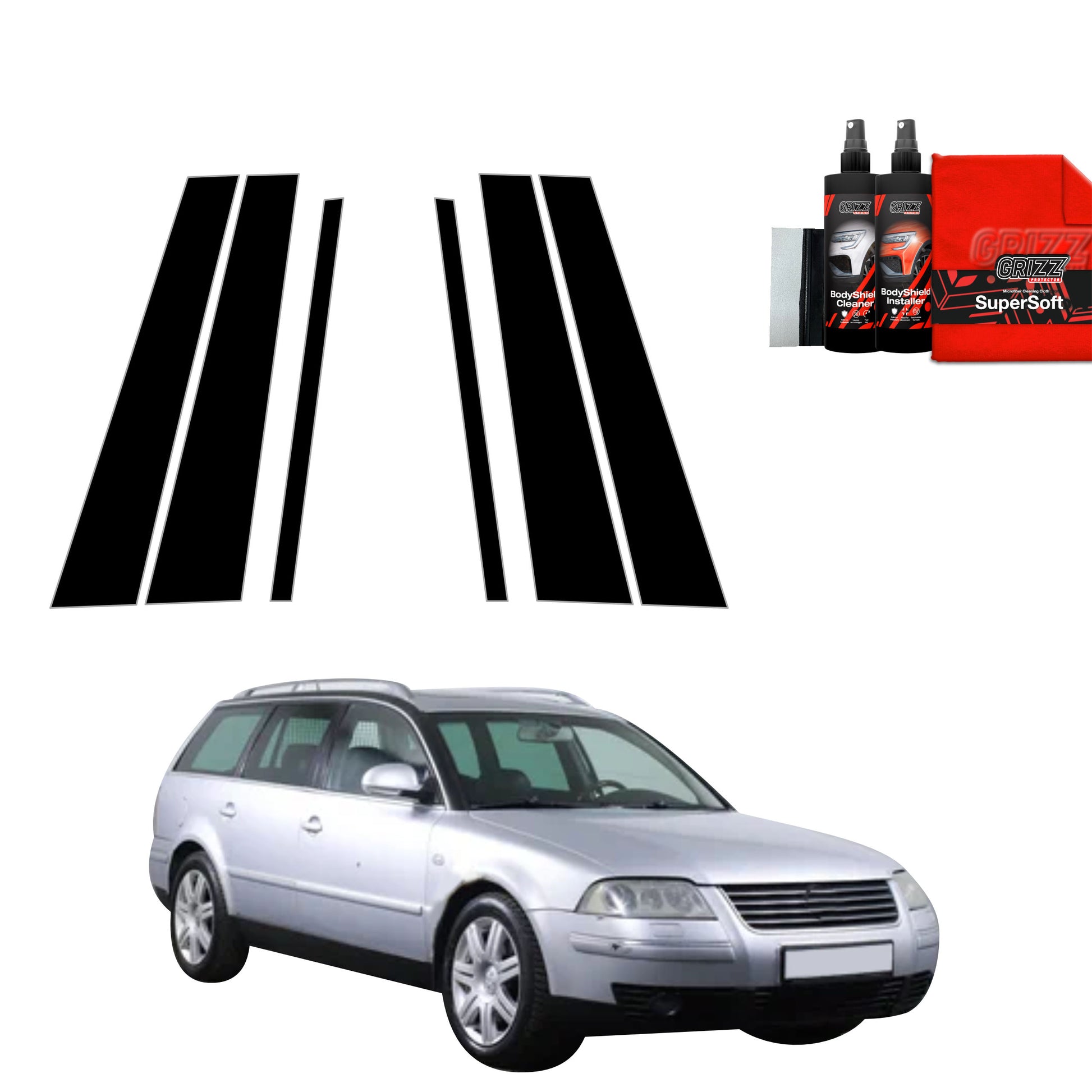 6in1 Juoda plėvelė statramsčiams Volkswagen Passat B5 Variant Facelifting (2000-2005)