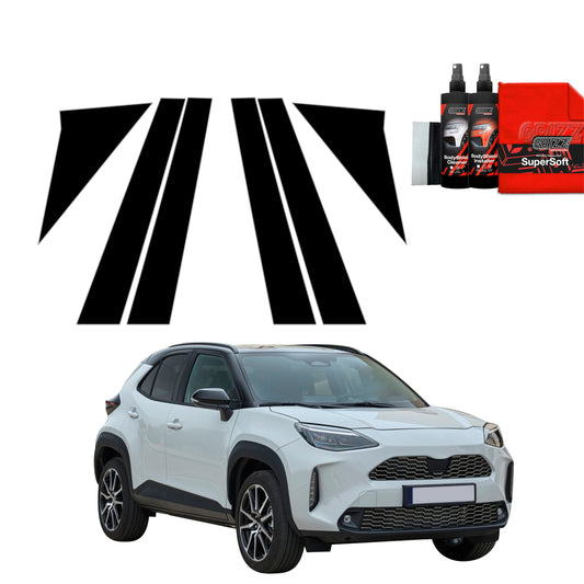 6in1 Juoda plėvelė statramsčiams Toyota Yaris Cross (2021-2025)