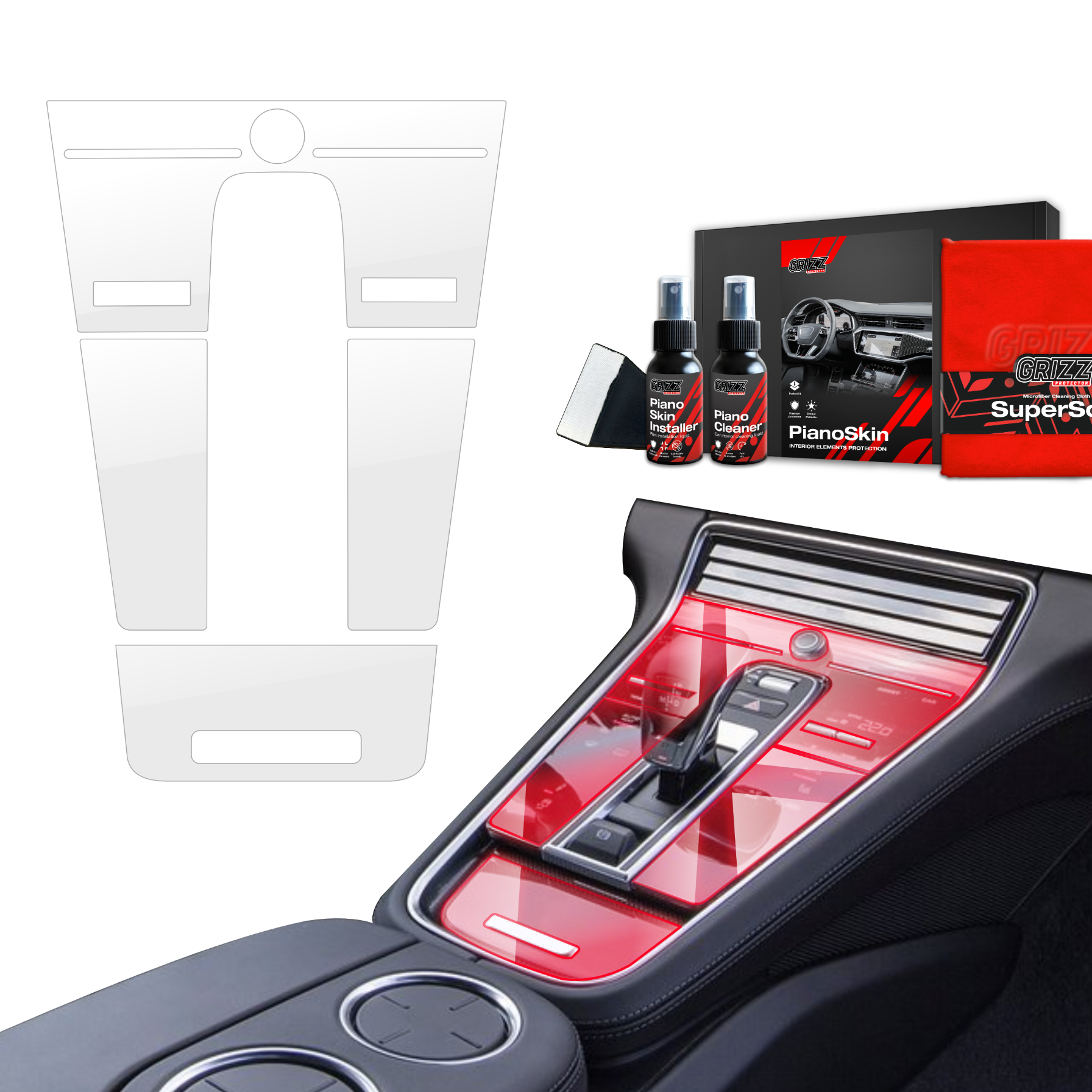 4in1 Grizz protective interior film Porsche Panamera 2 (2016-2023) Transparent PianoSkin