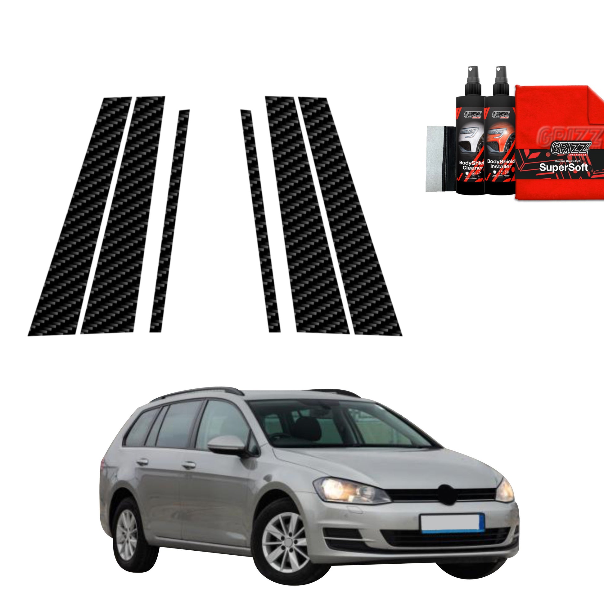 6in1 Carbon fiber film for pillars Volkswagen Golf 7 Variant (2013-2020)