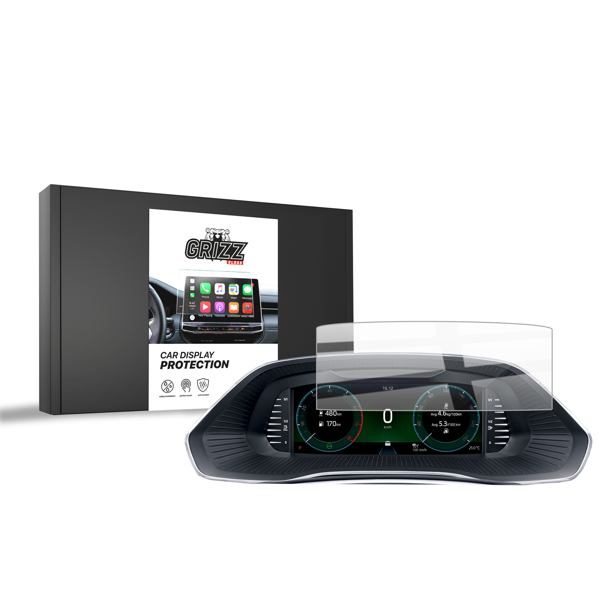 Keraminė ekrano plėvelė Skoda Karoq Virtual Cockpit 10,25" (2021-2025) Grizz