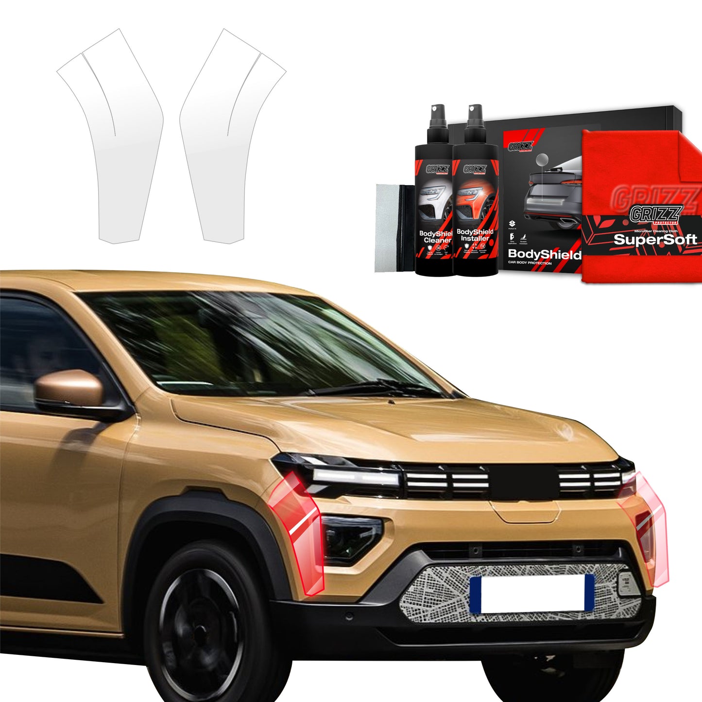 2in1 Protective film for bumper for Dacia Spring (2024-2025)