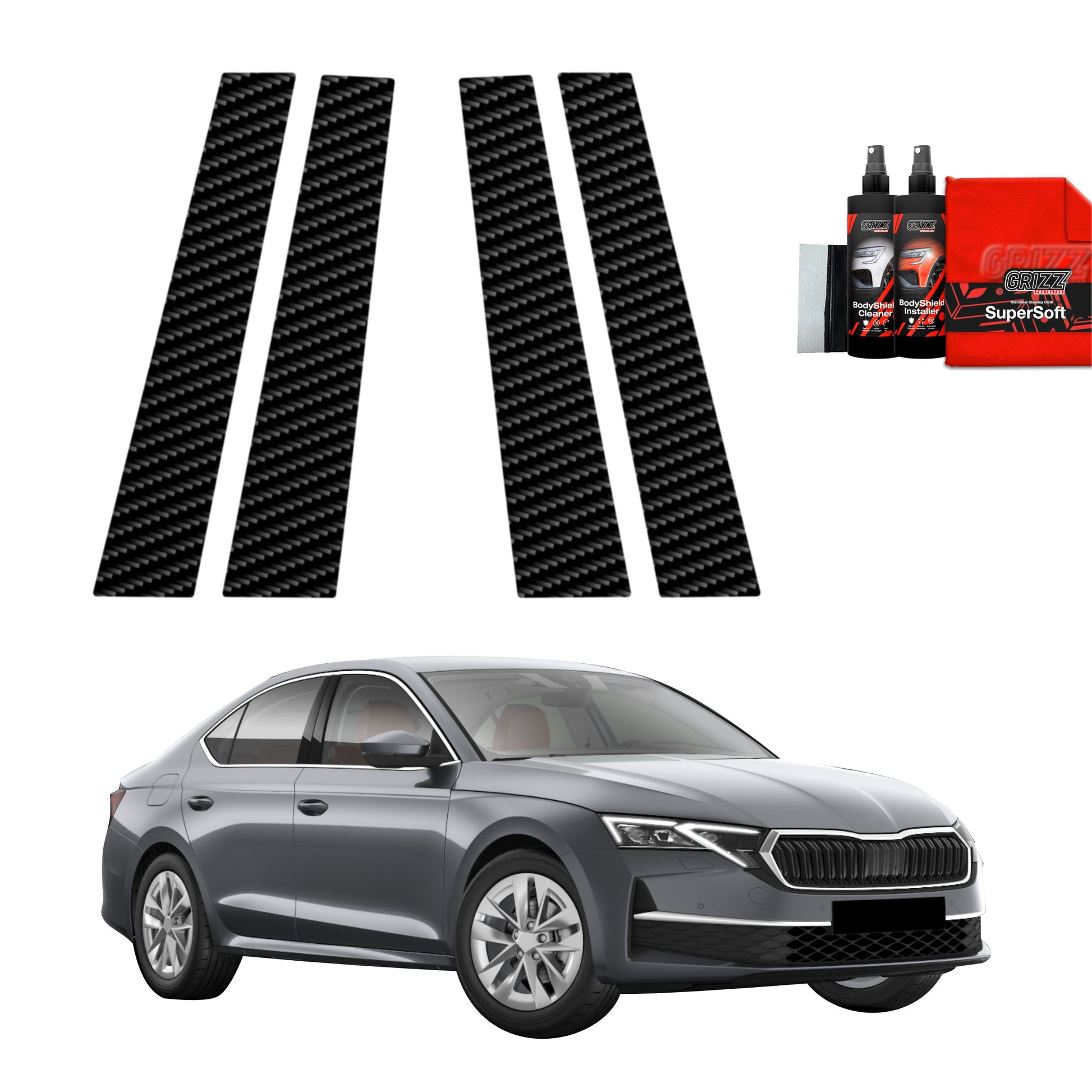 4in1 Anglies pluošto plėvelė statramsčiams Skoda Octavia 4 Hatchback Facelifting (2024-2025)