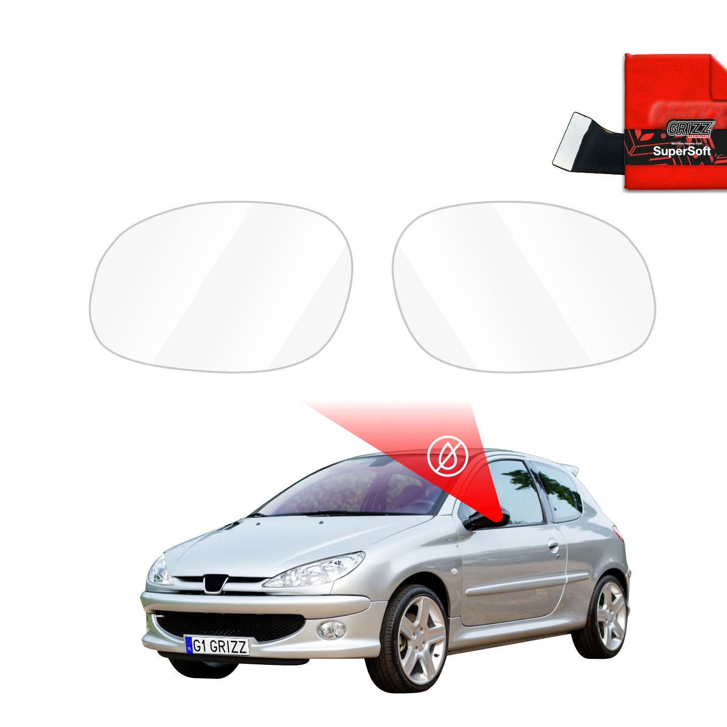 Rainproof film for mirrors for Peugeot 206 (2003-2012)