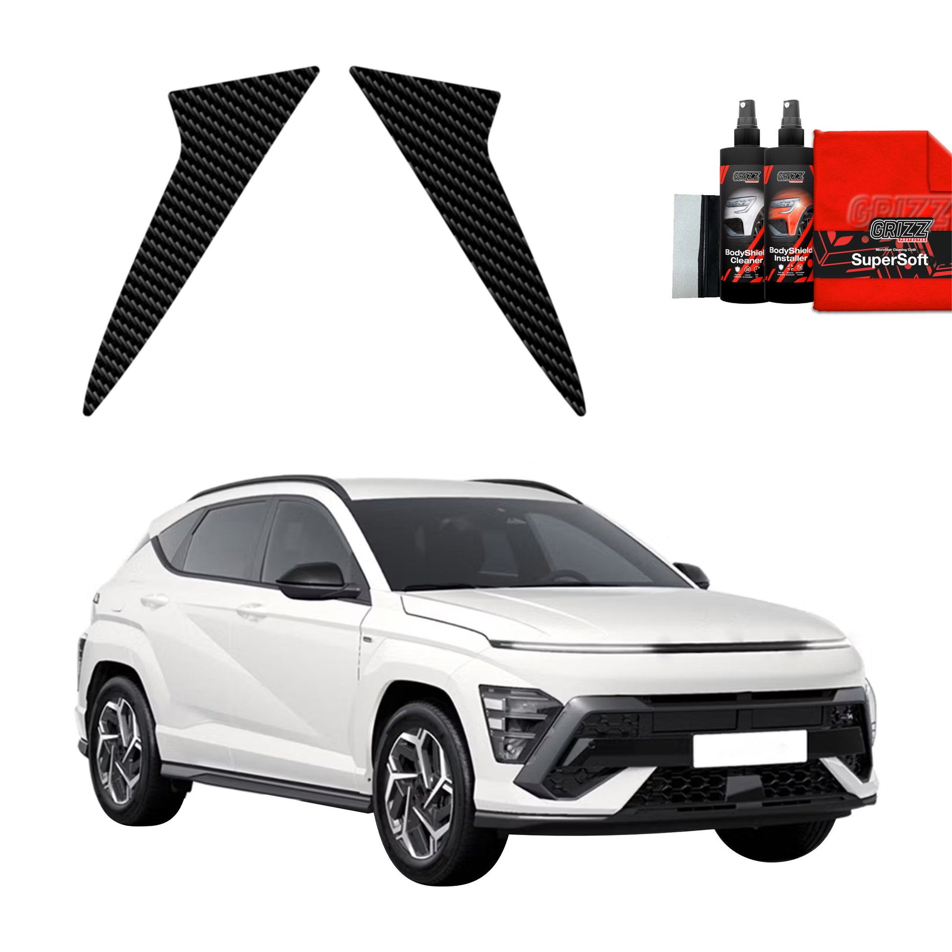 2in1 Anglies pluošto plėvelė statramsčiams Hyundai Kona N-Line (2023-2025)