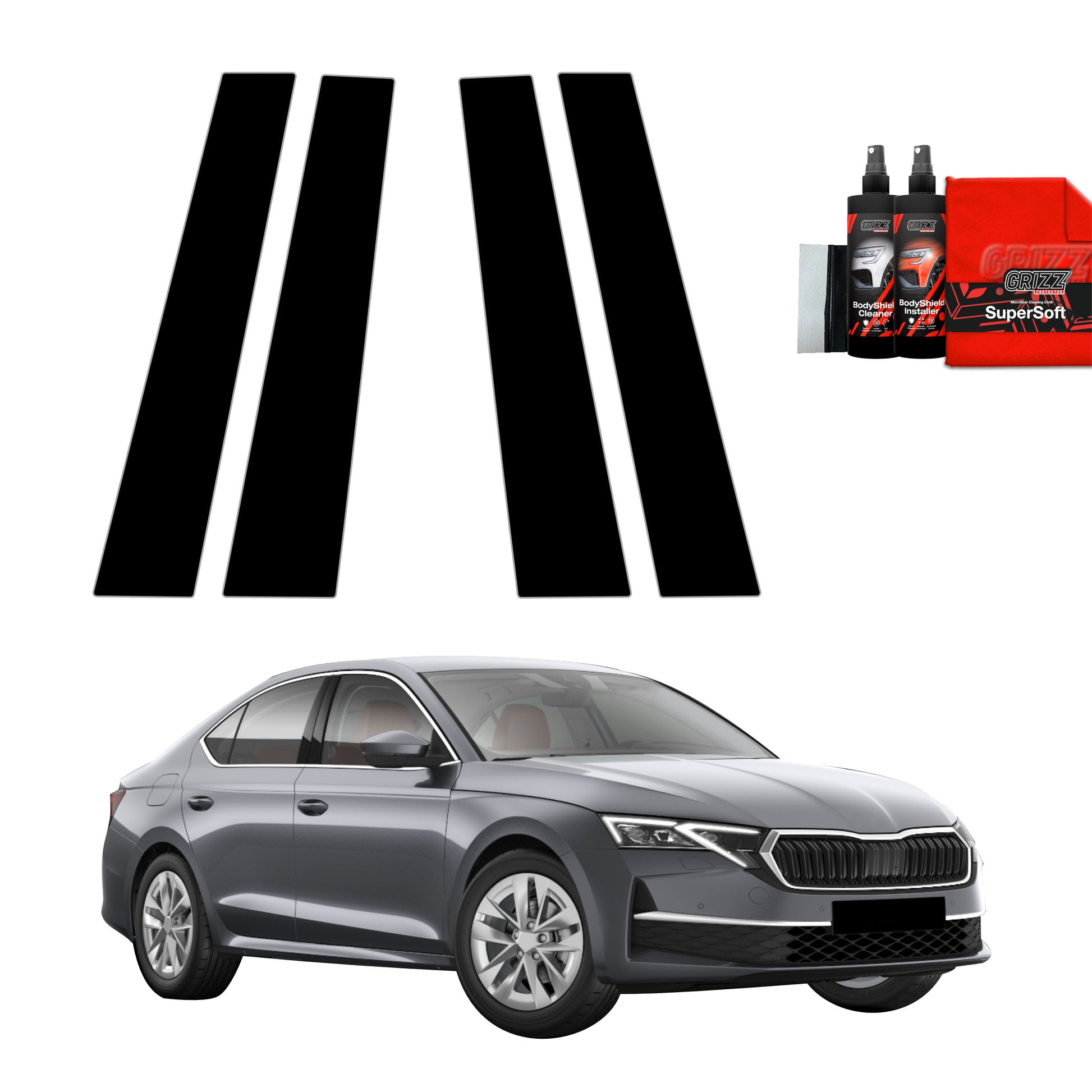 4in1 Juoda plėvelė statramsčiams Skoda Octavia 4 Hatchback Facelifting (2024-2025)