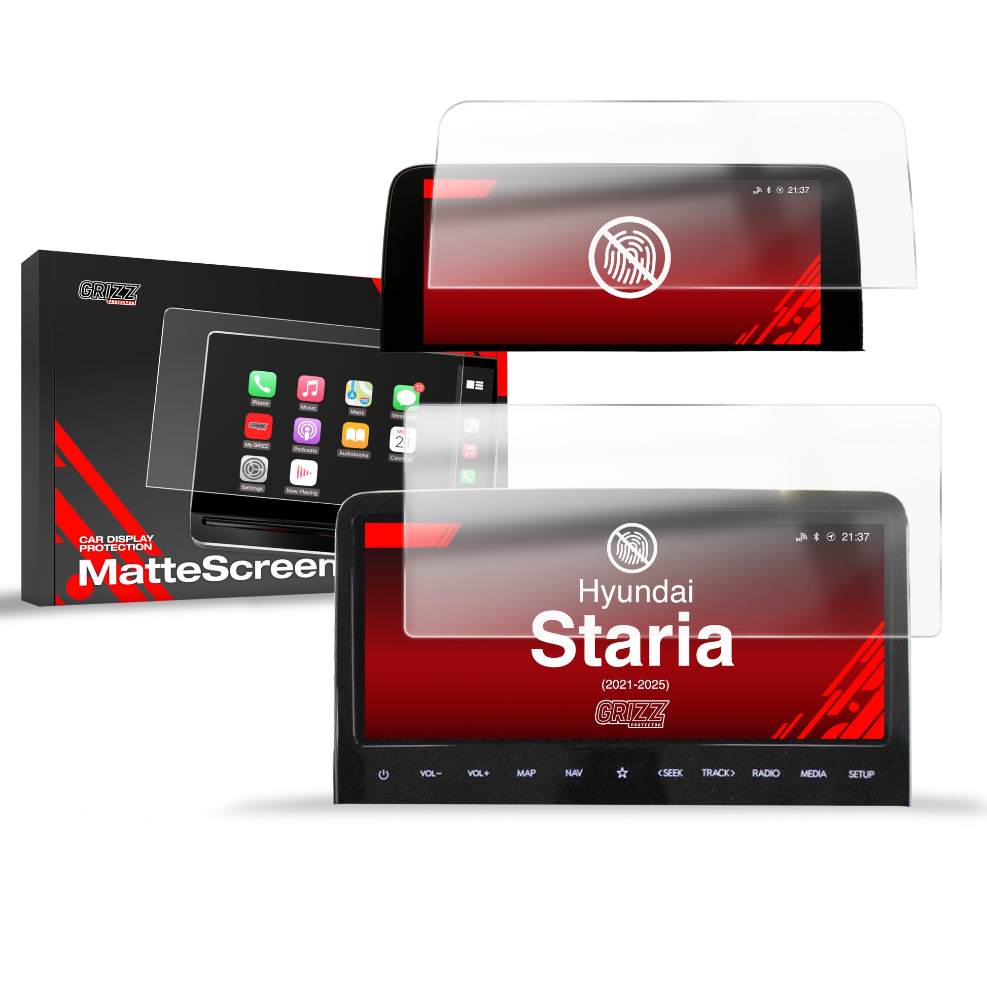 Anti-fingerprint screen protector Hyundai Staria 10.25" (2021-2025) Matte Grizz 2in1