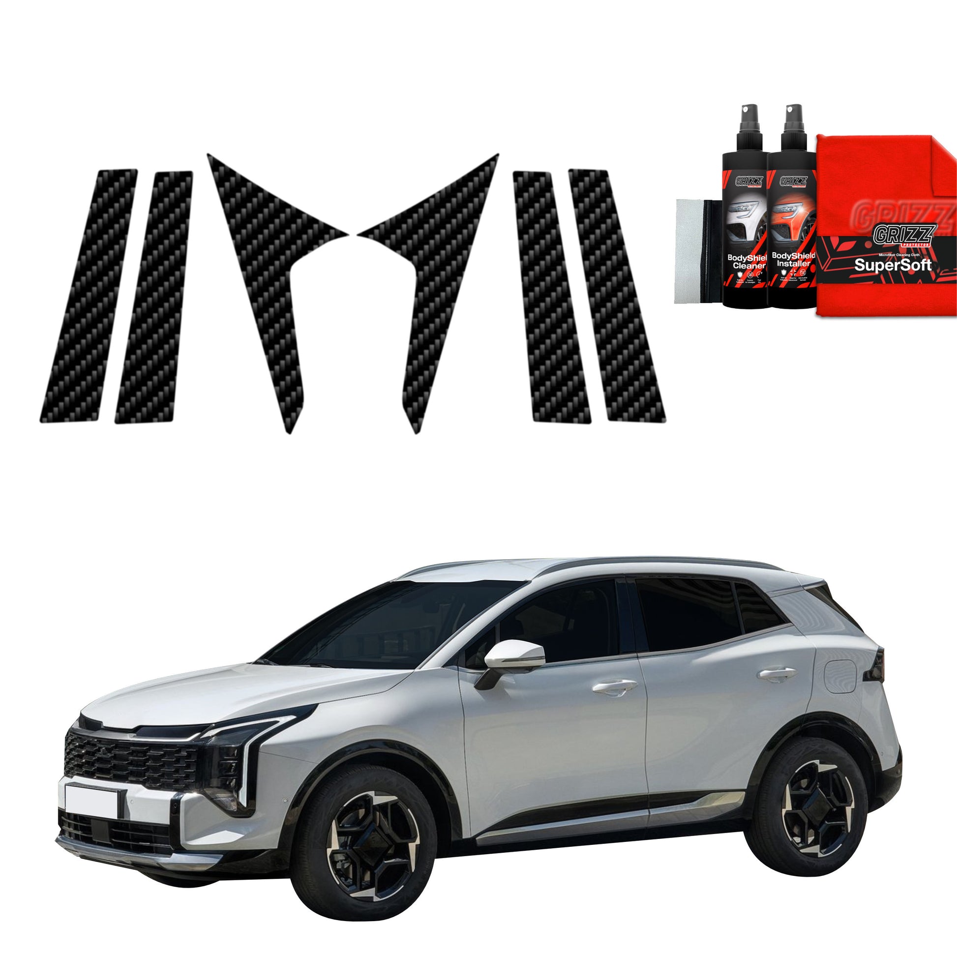 6in1 Carbon film for pillars for Kia Sportage 5 Facelift (2025)