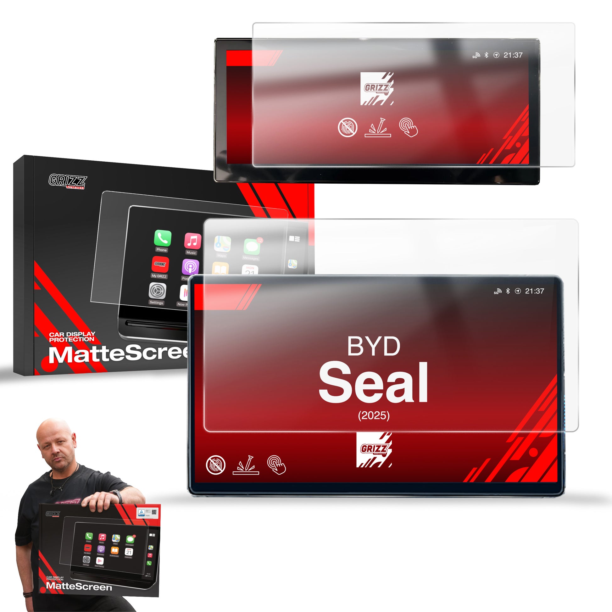 2in1 Anti-fingerprint screen film BYD Seal (2025) Matte Grizz