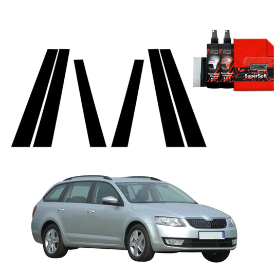 6in1 Juoda plėvelė statramsčiams Skoda Octavia 3 Kombi 5D (2017-2020)