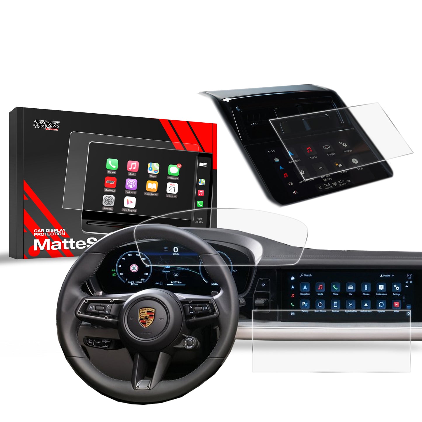 Anti-fingerprint screen film Porsche Panamera 3 12,3" (2024-2025) Matte Grizz 3in1
