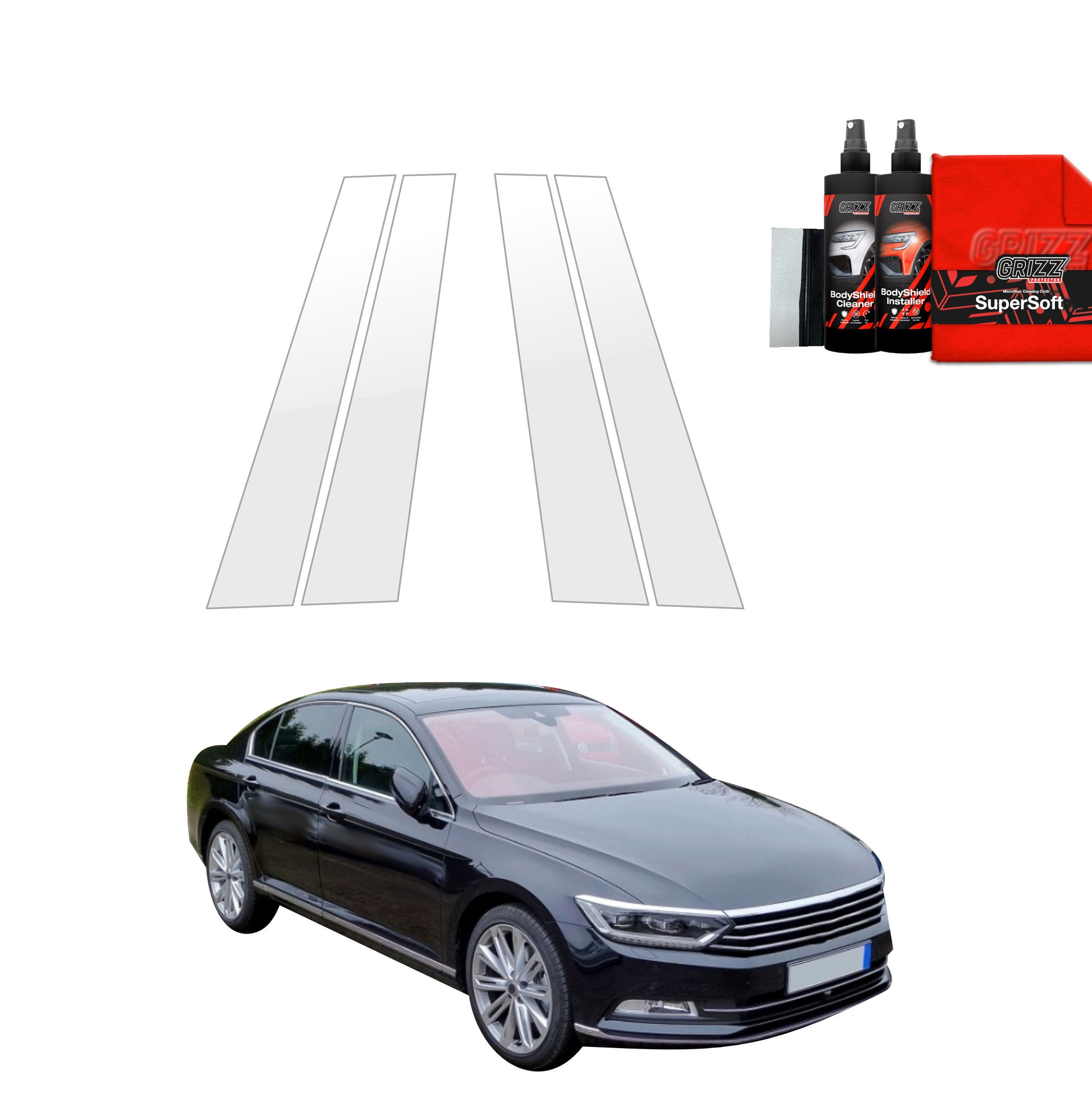 4in1 Protective film for pillars for Volkswagen Passat B8 Sedan (2014-2022)
