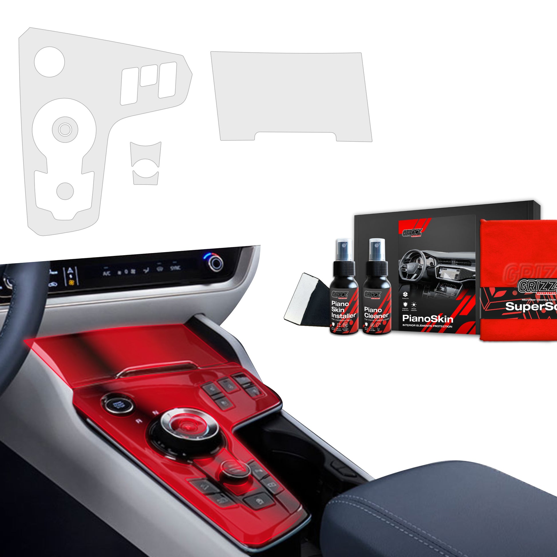 3in1 Grizz apsauginė vidinė plėvelė Kia Sportage 5 Keyless (2021-2024) Apsauga nuo pirštų atspaudų PianoSkin