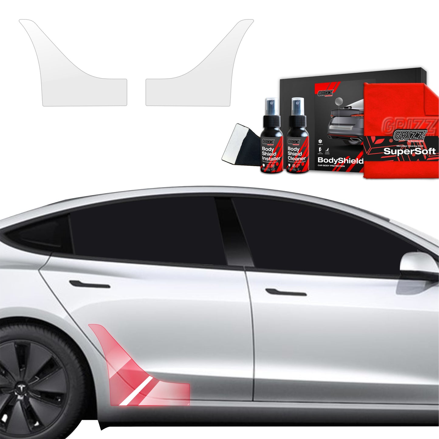 2in1 Protective film for wheel arches for Tesla Model 3 (2021-2025)