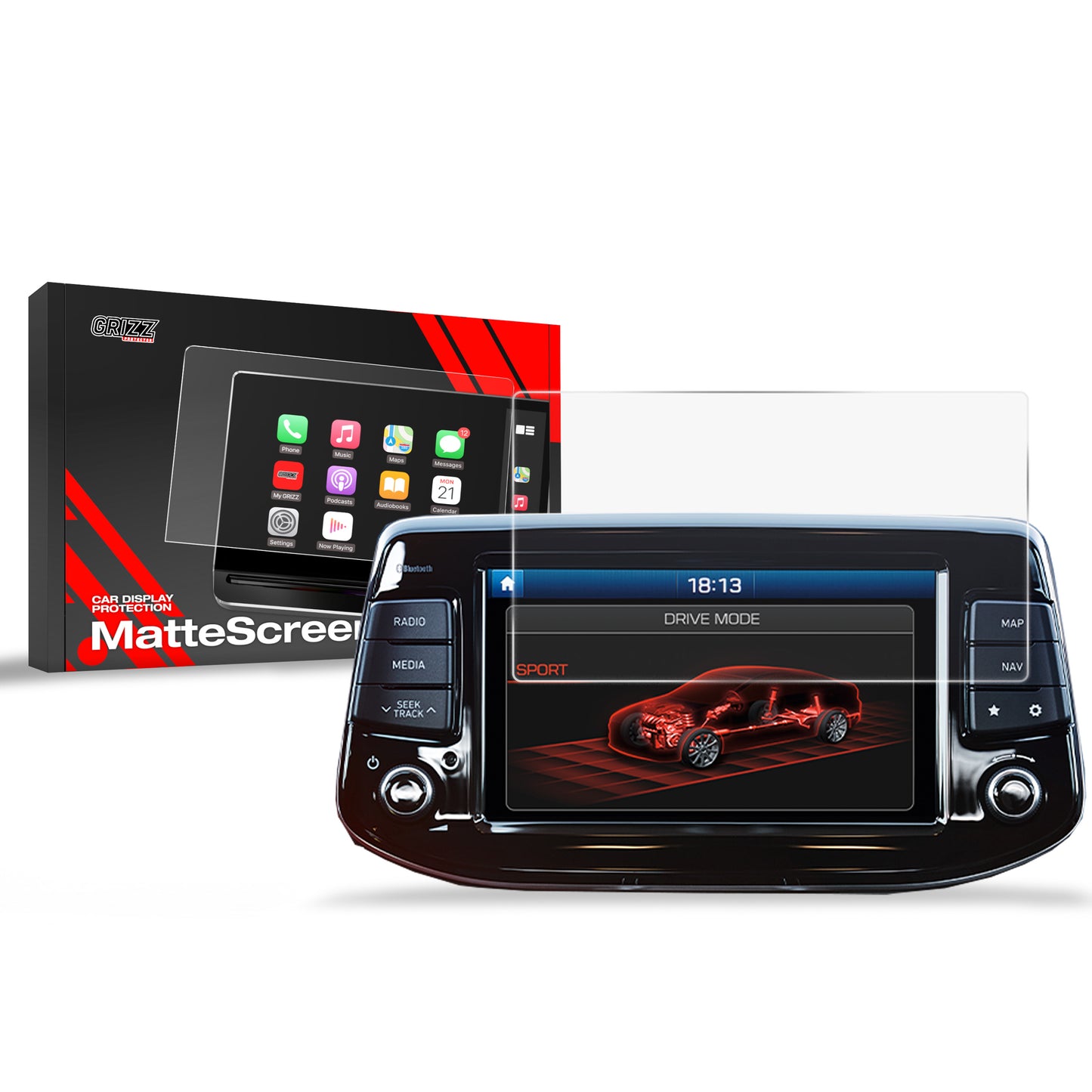 Anti-fingerprint screen film Hyundai i30 8" (2016-2020) Matte Grizz