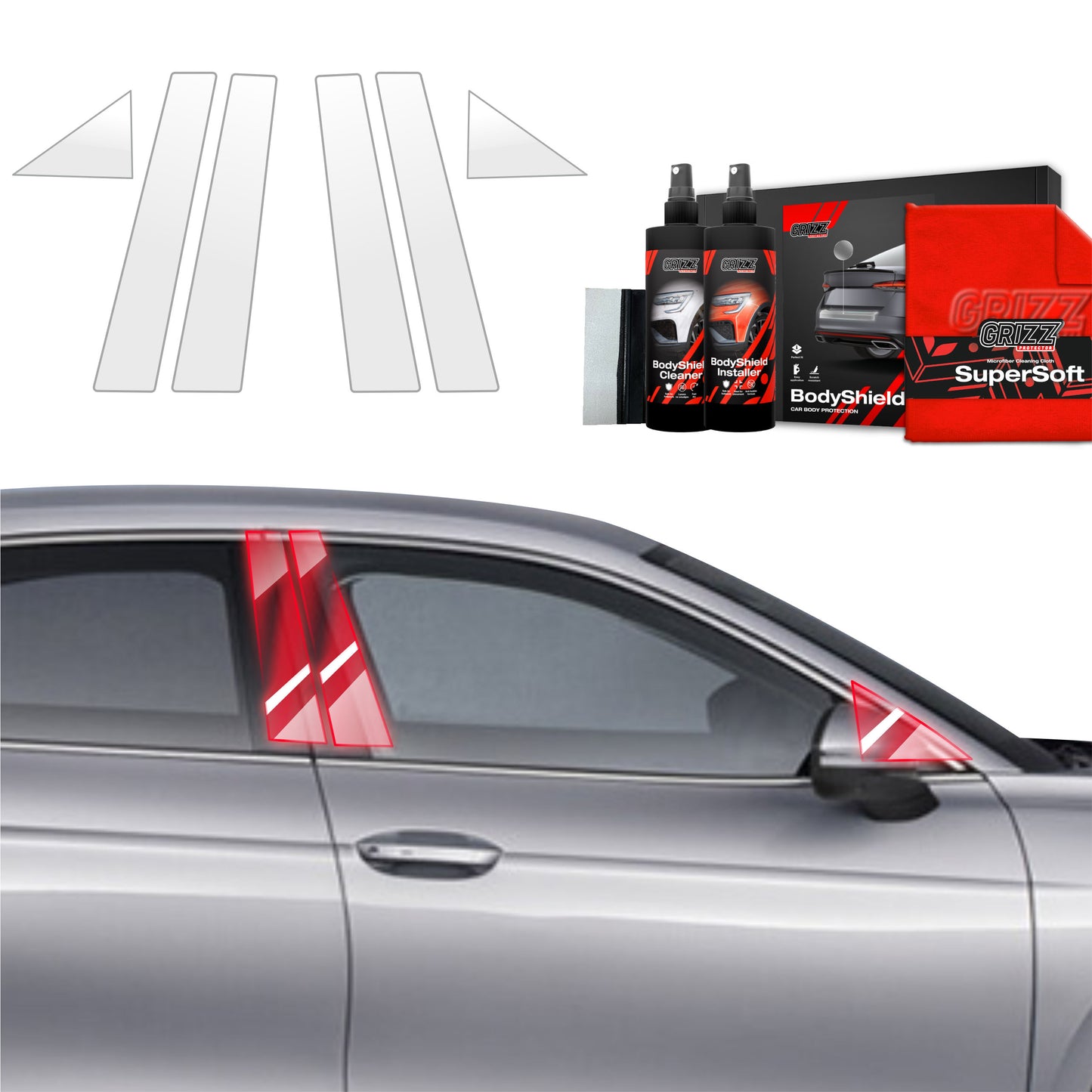 6in1 Protective film for pillars for Skoda Superb 4 Liftback (2024-2025)