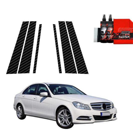 6in1 Anglies pluošto plėvelė statramsčiams Mercedes Benz C Klasa W204 Sedan Facelifting (2011-2014)