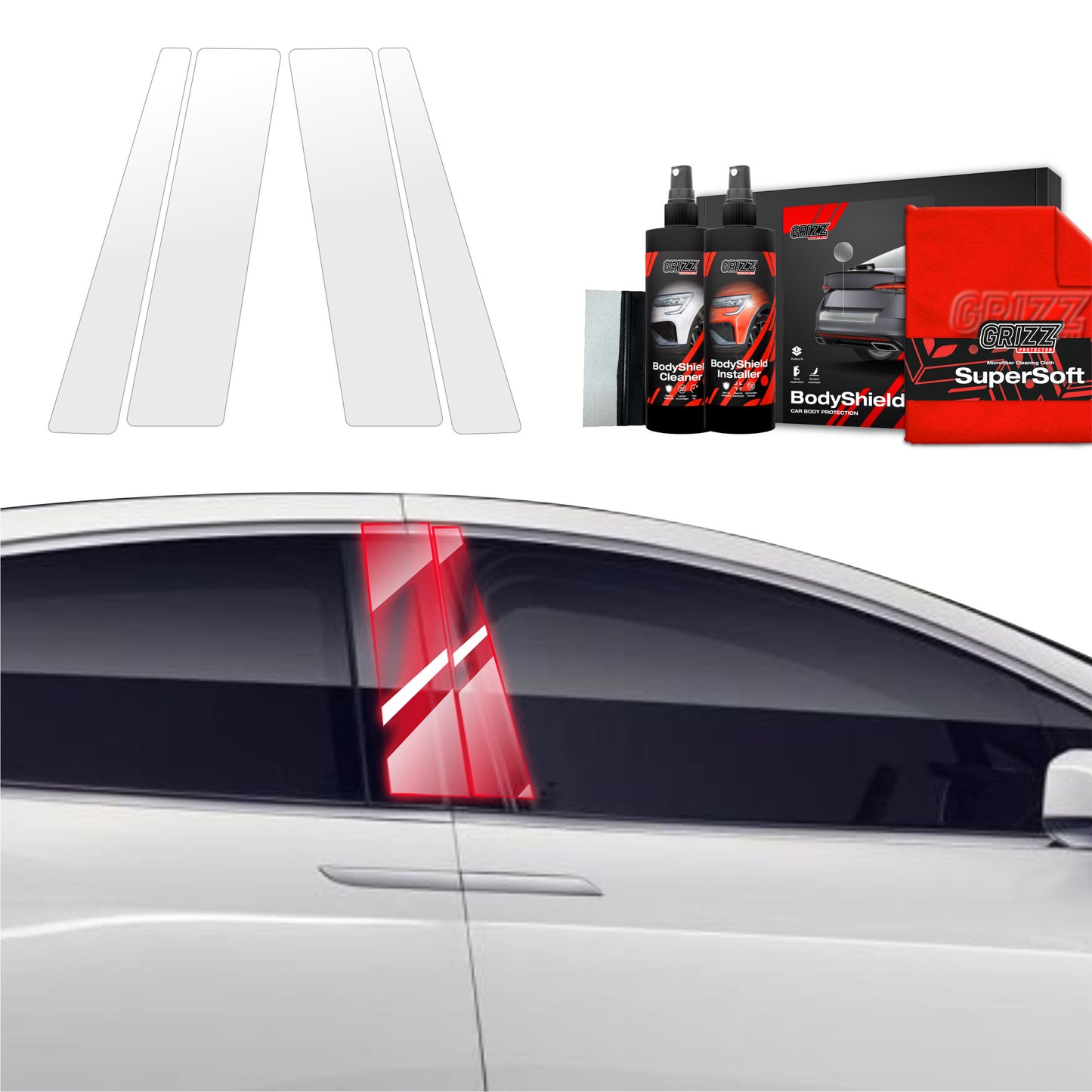 4in1 Protective film for pillars for Tesla Model X (2021-2025)