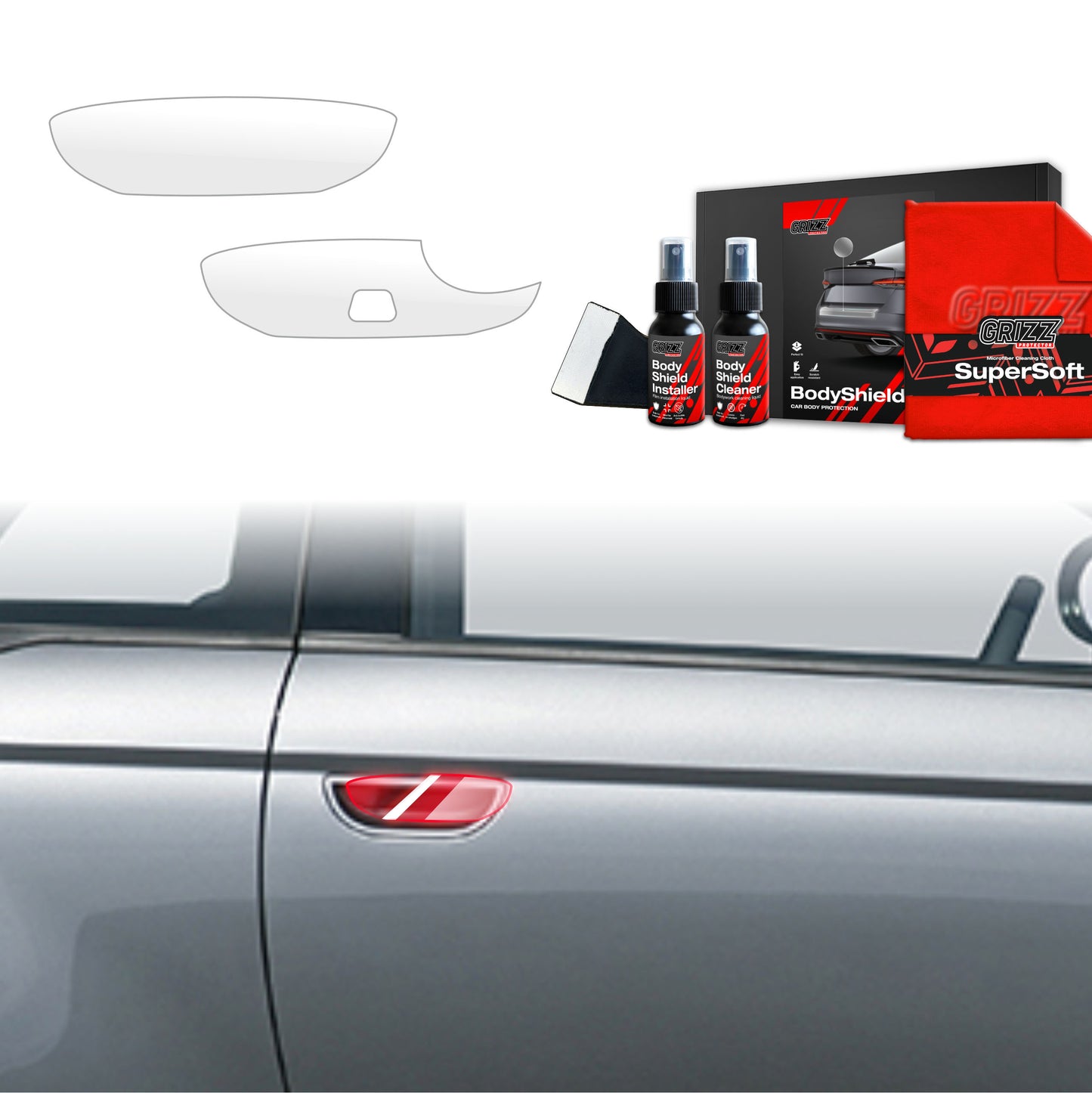 2in1 Protective film under door handles for Fiat 500 (2016-2025)