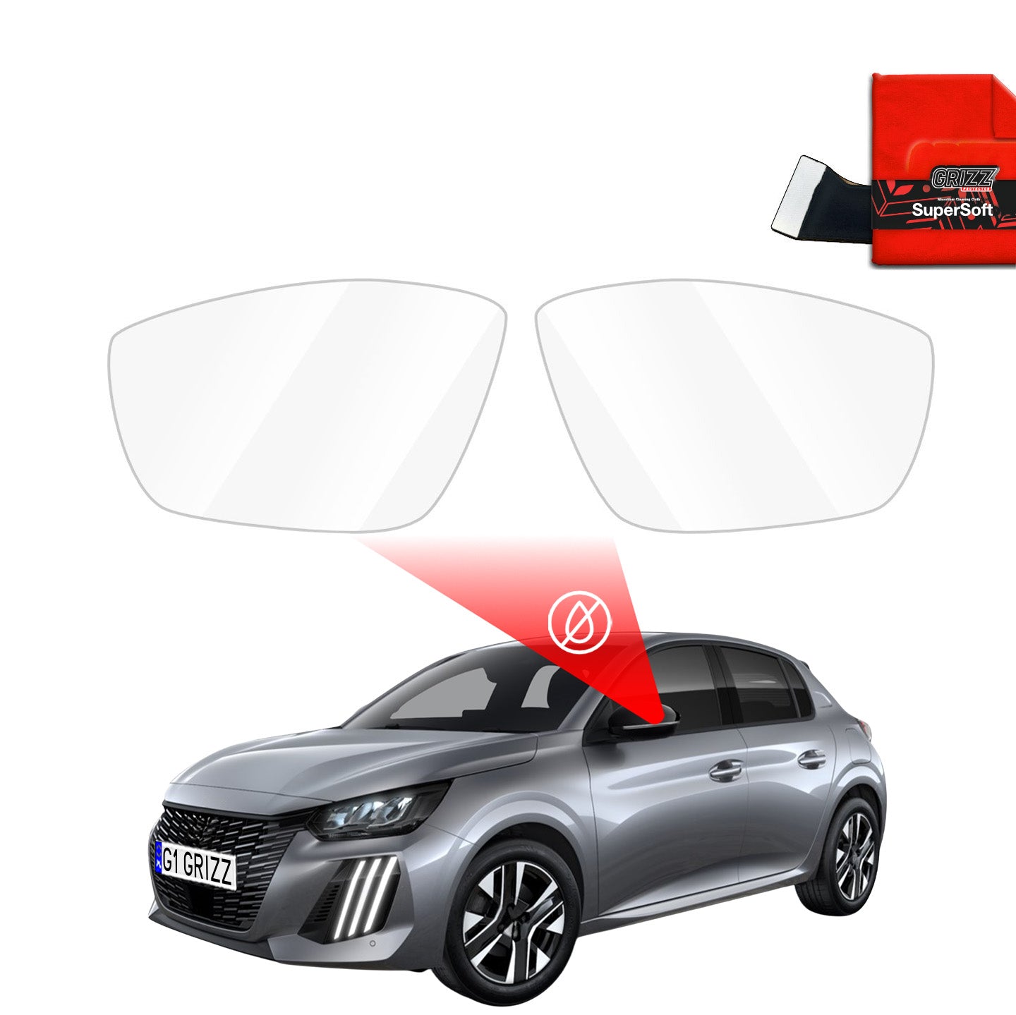 Rainproof film for mirrors for Peugeot 208 2 (2019-2025)