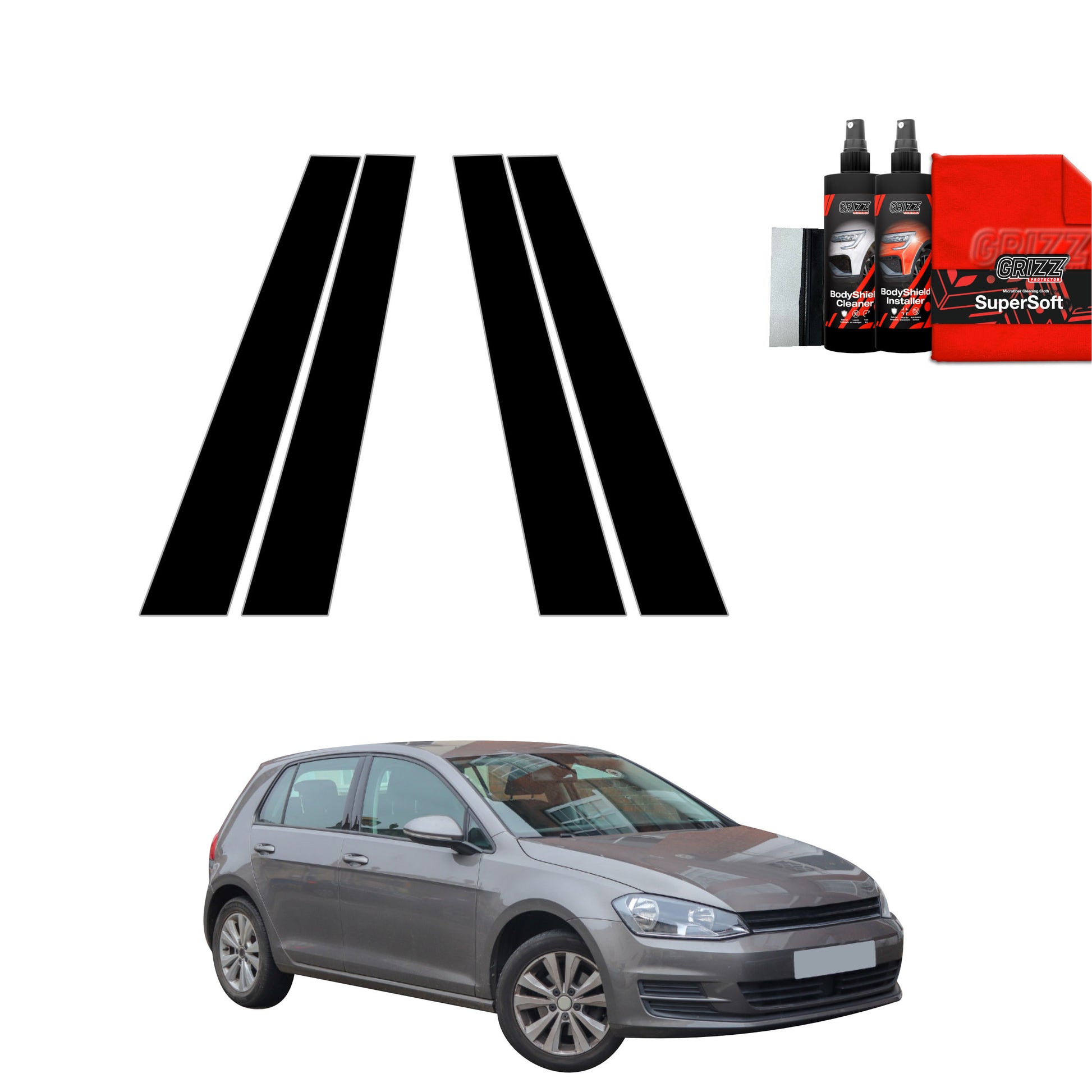4in1 Juoda plėvelė statramsčiams Volkswagen Golf 7 Hatchback 5D (2012-2020)