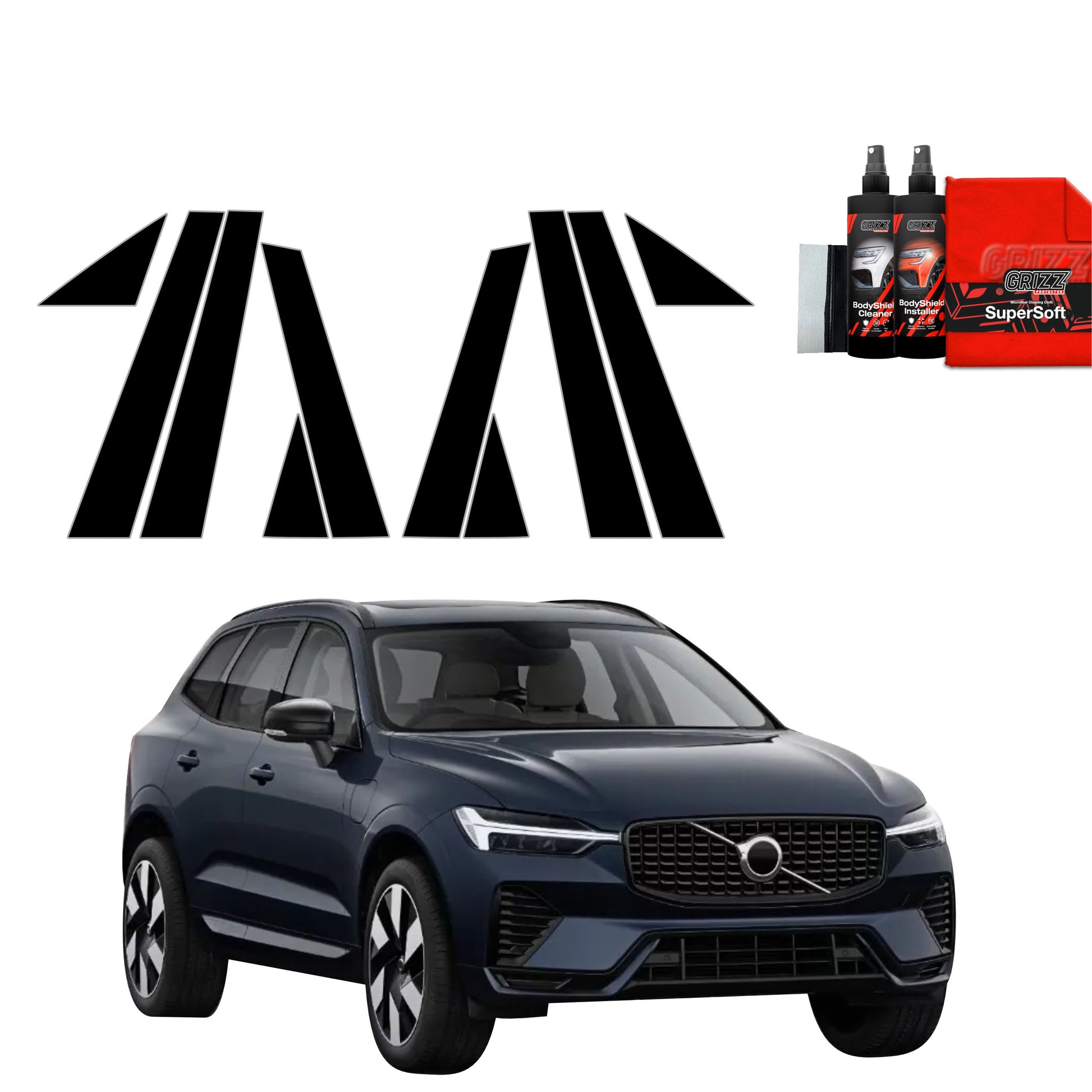 10in1 Juoda plėvelė statramsčiams Volvo XC60 2 (2022-2025)