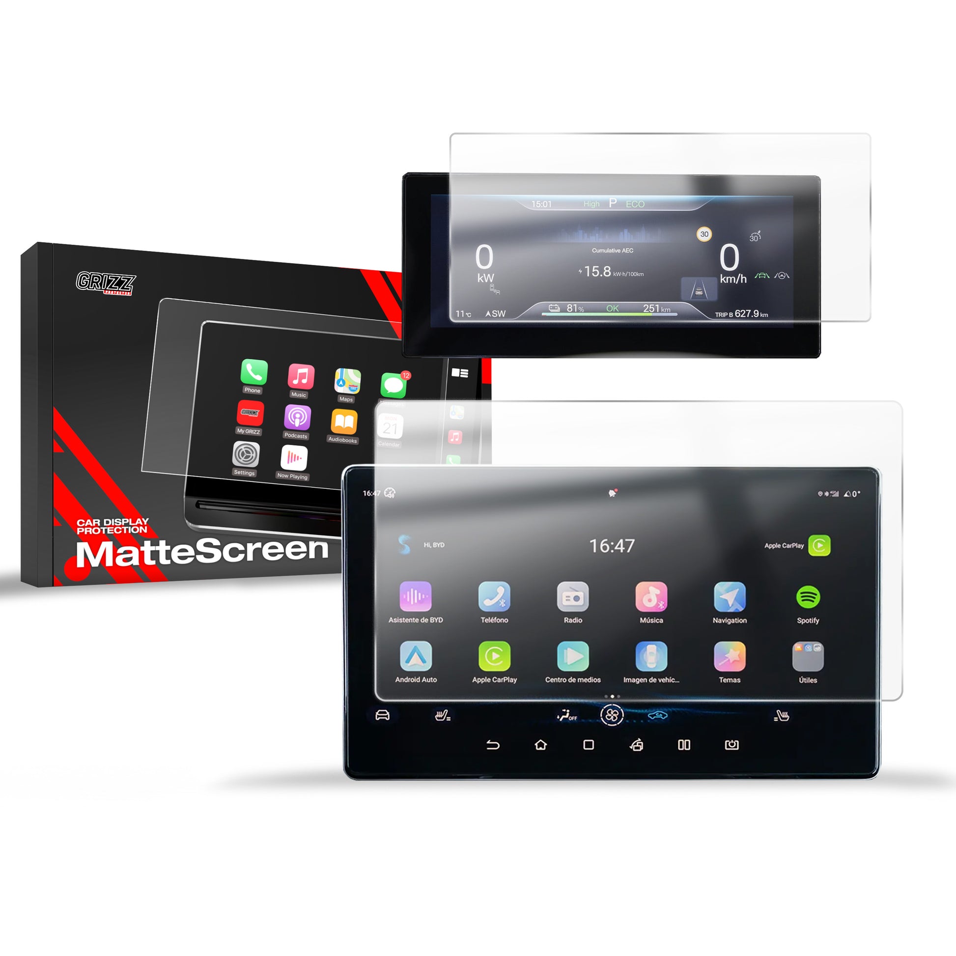 2in1 Anti-fingerprint screen film BYD ATTO 2 10.1" (2025) Matte Grizz