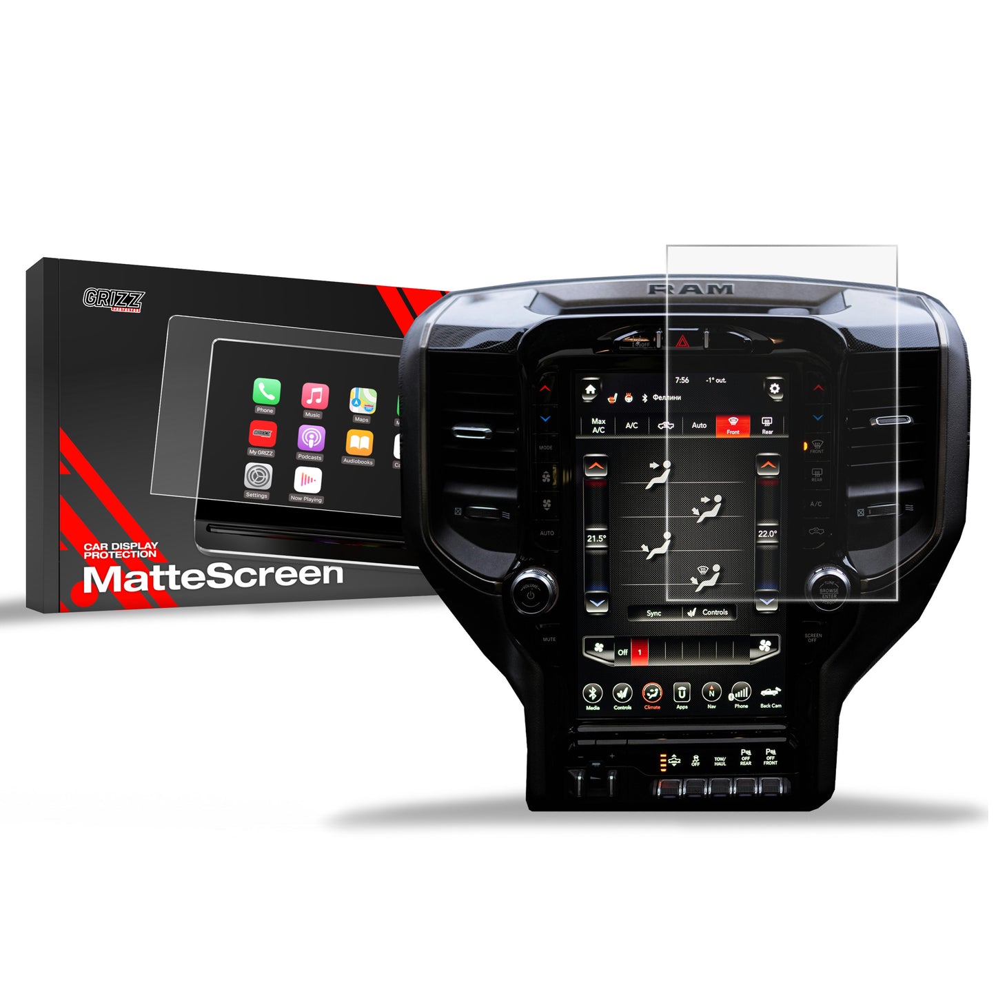 Anti-fingerprint screen film Dodge Ram 1500 DT 12,3" (2019-2025) Matte Grizz