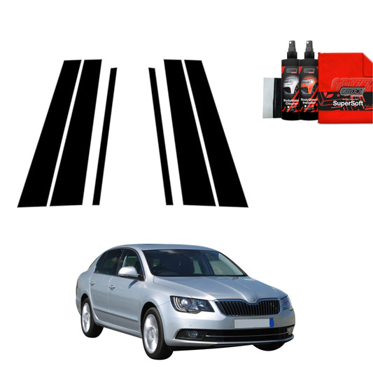 6in1 Black film for pillars for Skoda Superb 2 Facelifting (2013-2015)